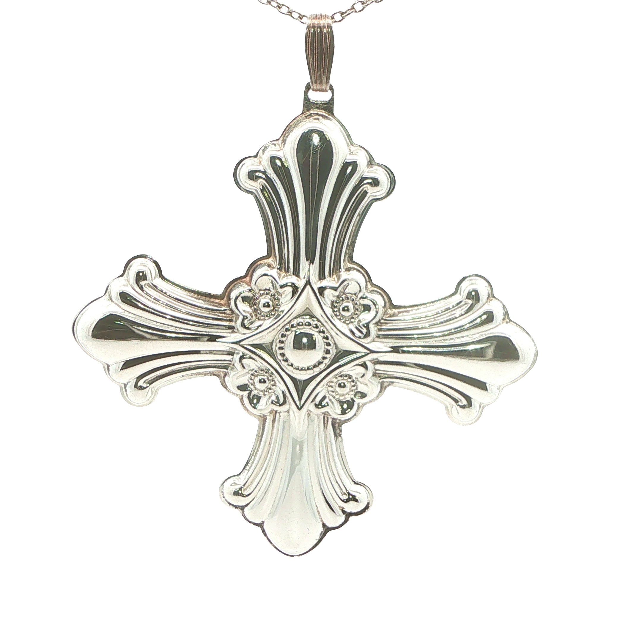 Estate Reed & Barton 1985 Sterling Silver Christmas Cross Pendant Ornament