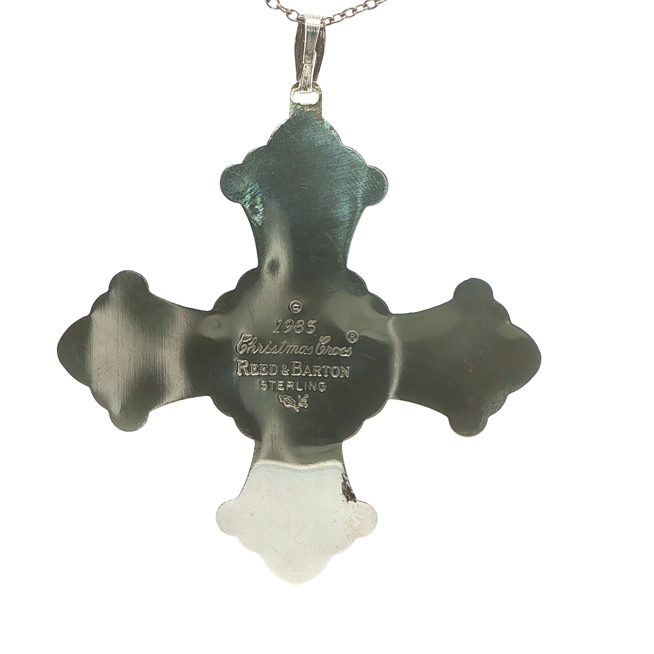 Estate Reed & Barton 1985 Sterling Silver Christmas Cross Pendant Ornament