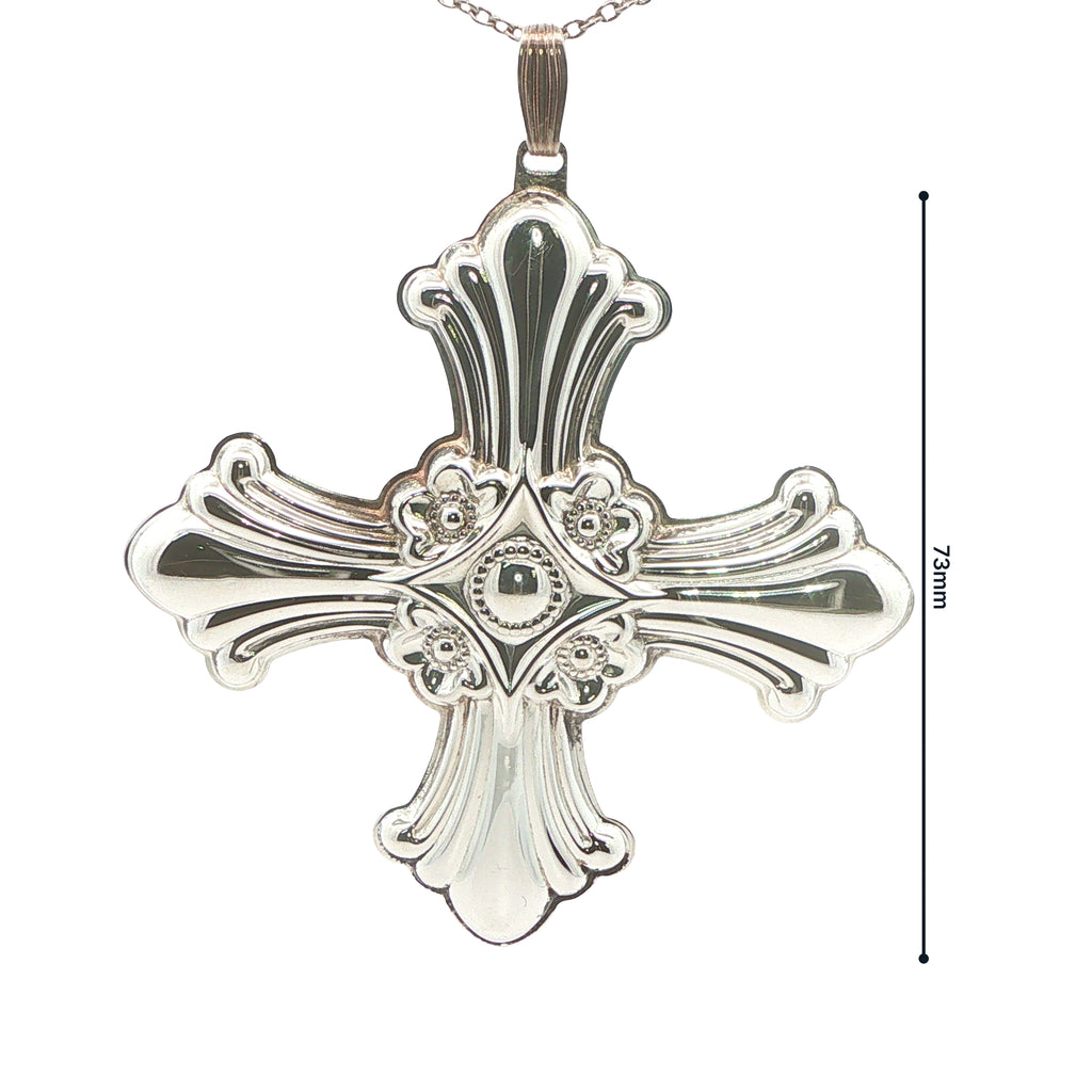 Estate Reed & Barton 1985 Sterling Silver Christmas Cross Pendant Ornament