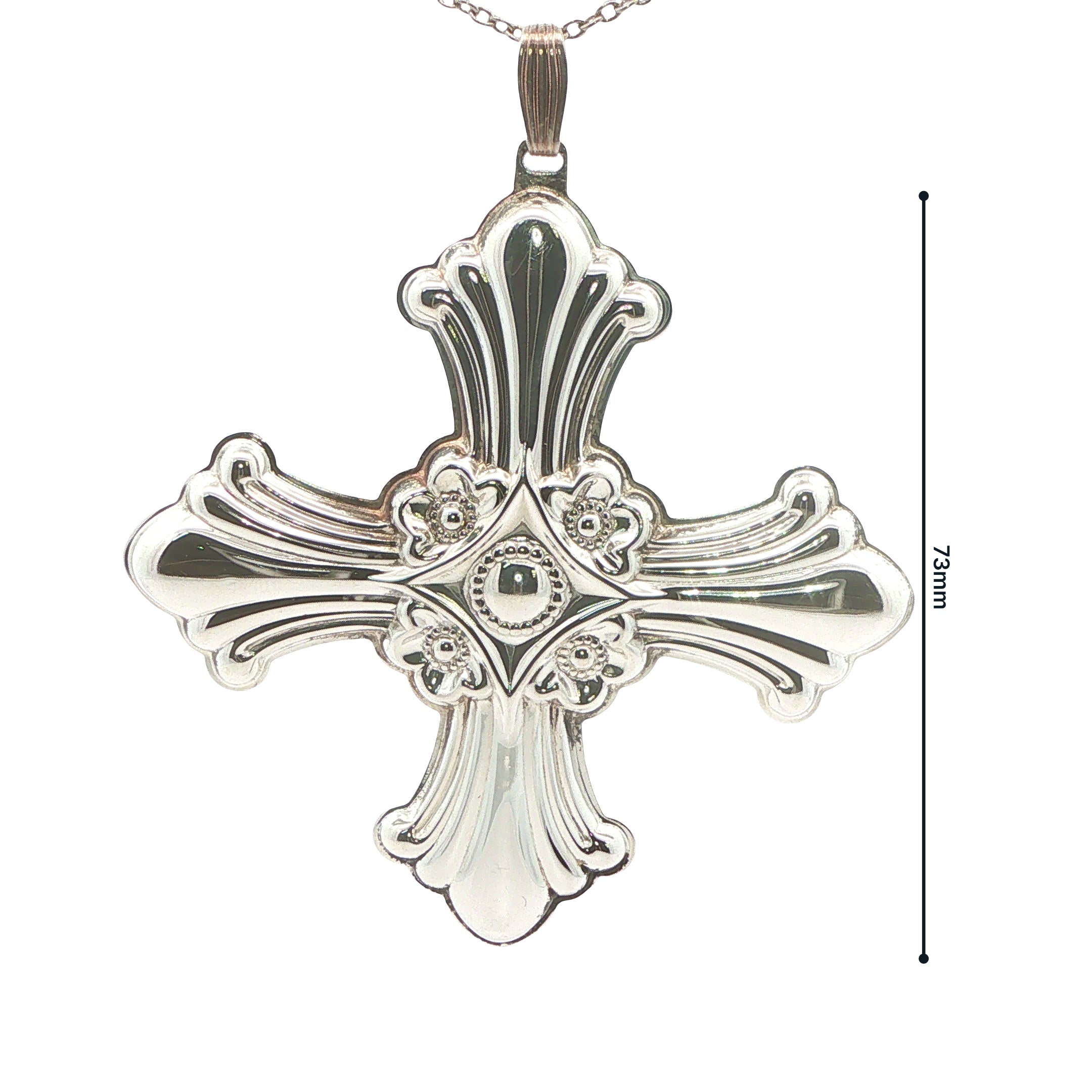 Estate Reed & Barton 1985 Sterling Silver Christmas Cross Pendant Ornament