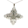1983 Estate Reed & Barton Sterling Silver Christmas Cross Pendant 68mm Ornate Holiday Cross
