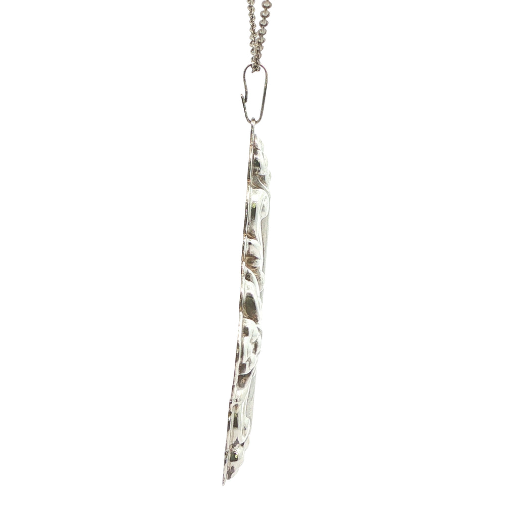 1983 Estate Reed & Barton Sterling Silver Christmas Cross Pendant 68mm Ornate Holiday Cross