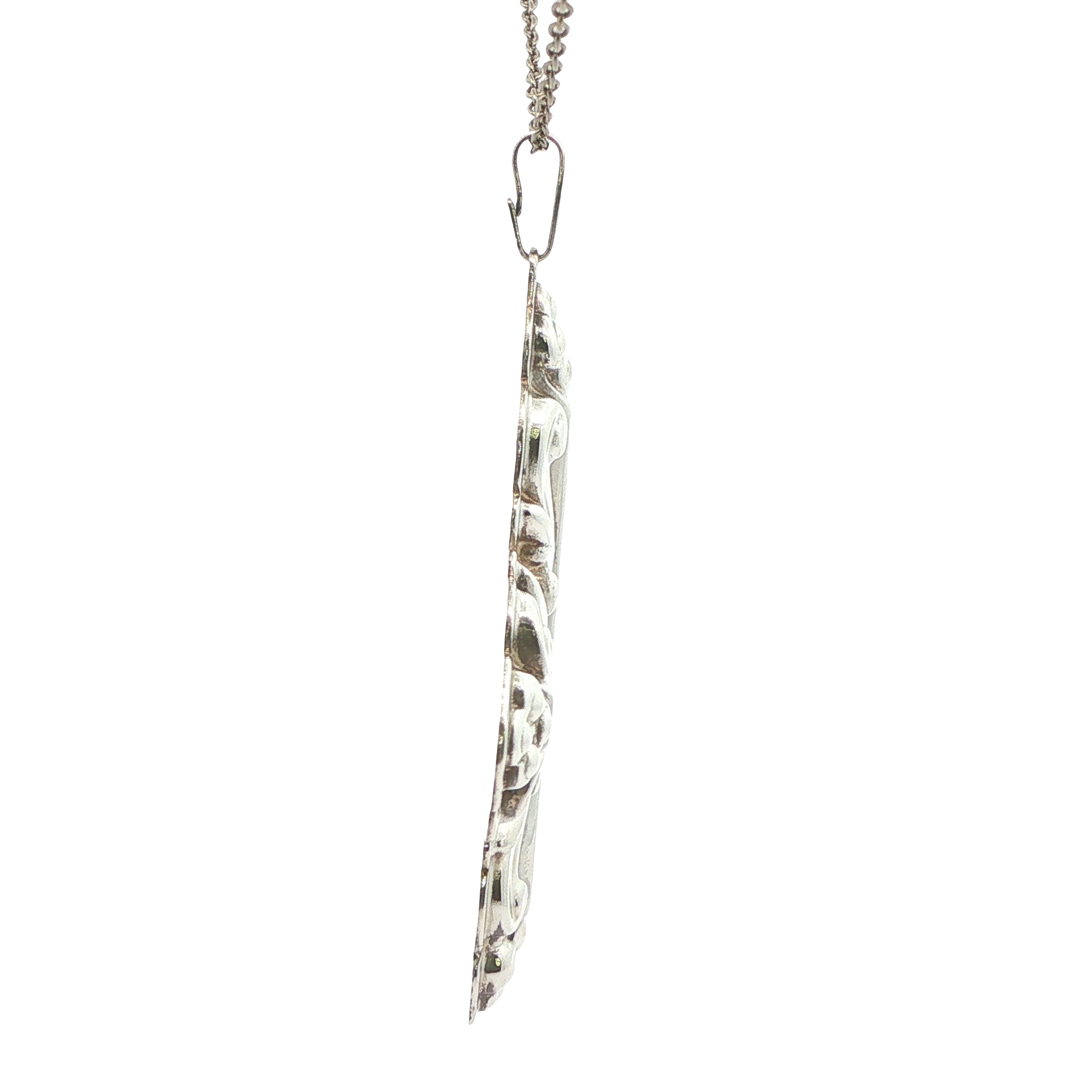 1983 Estate Reed & Barton Sterling Silver Christmas Cross Pendant 68mm Ornate Holiday Cross