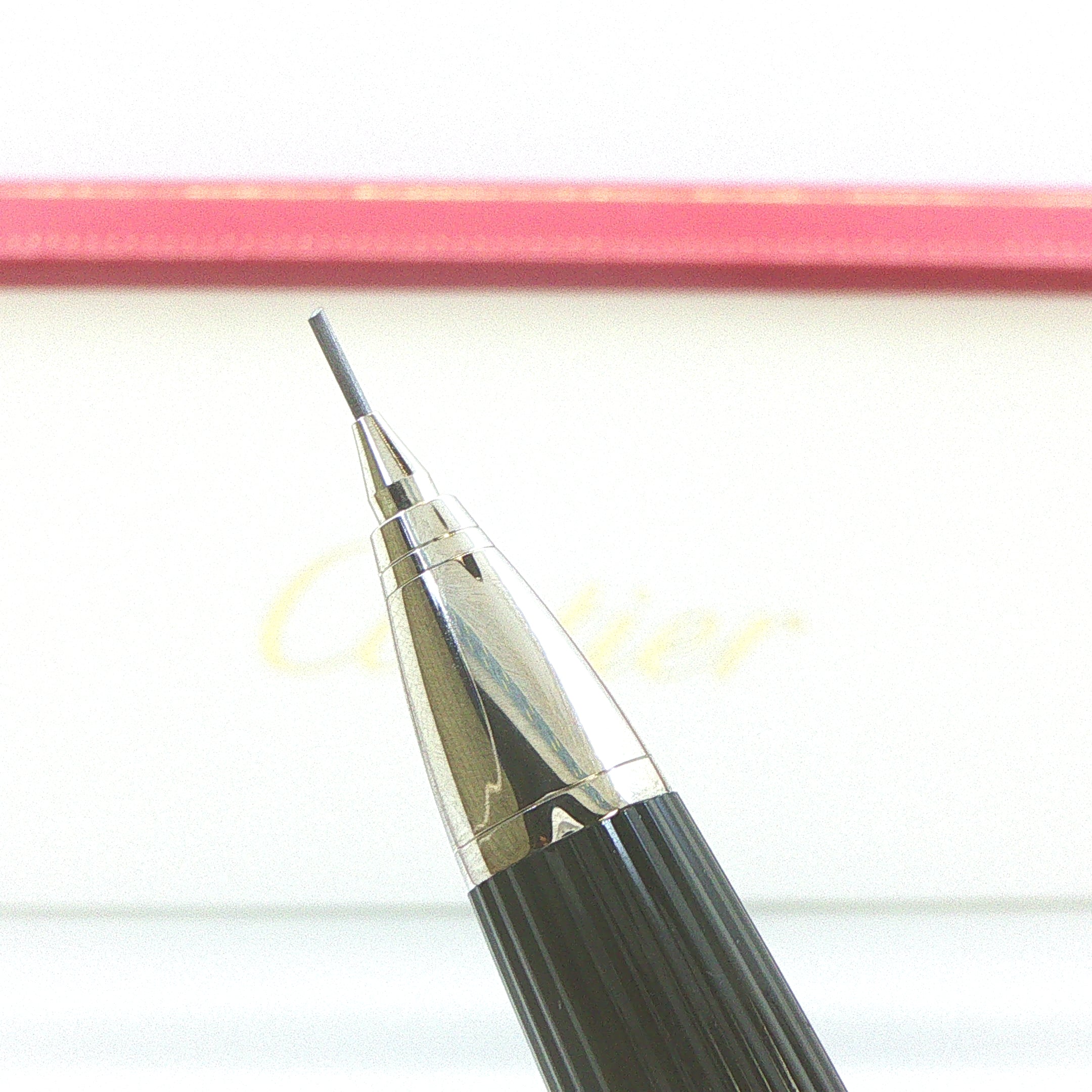 Estate Vintage 1990s Cartier Diabolo Platinum Finish 0.8mm Mechanical Pencil with Box & Papers