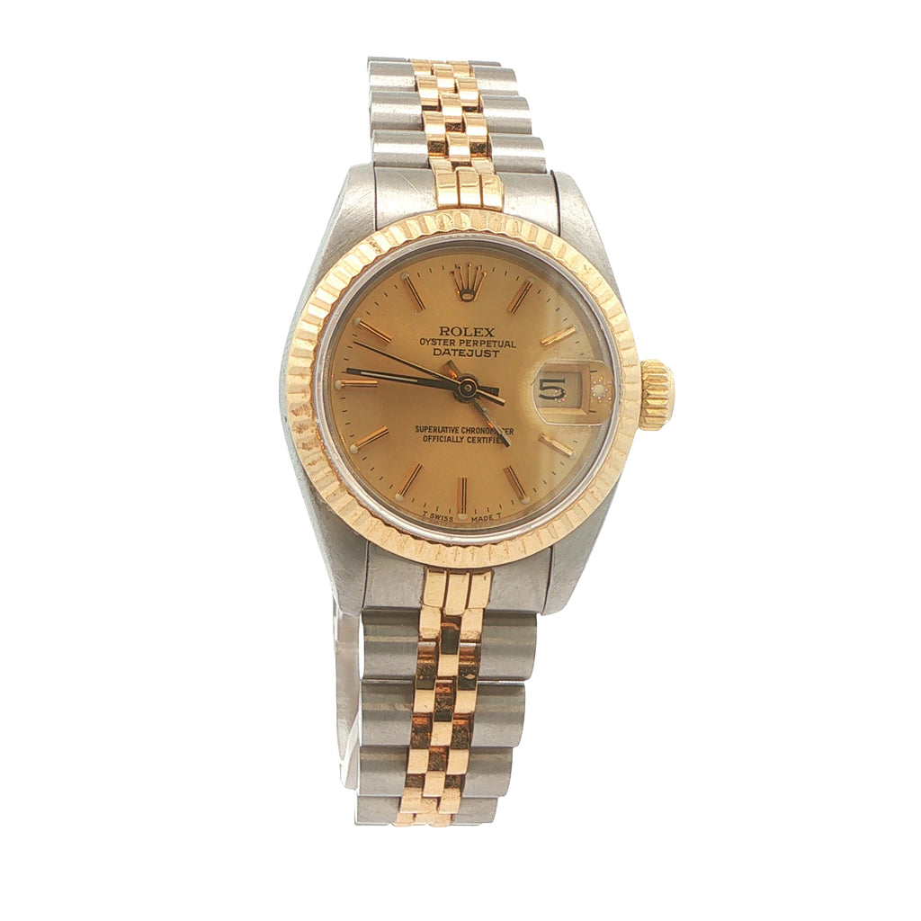 Estate 1989 Rolex Lady-Datejust Ref. 68173 18K Yellow Gold & Stainless Steel 26mm Champagne Tritium Dial Automatic Watch