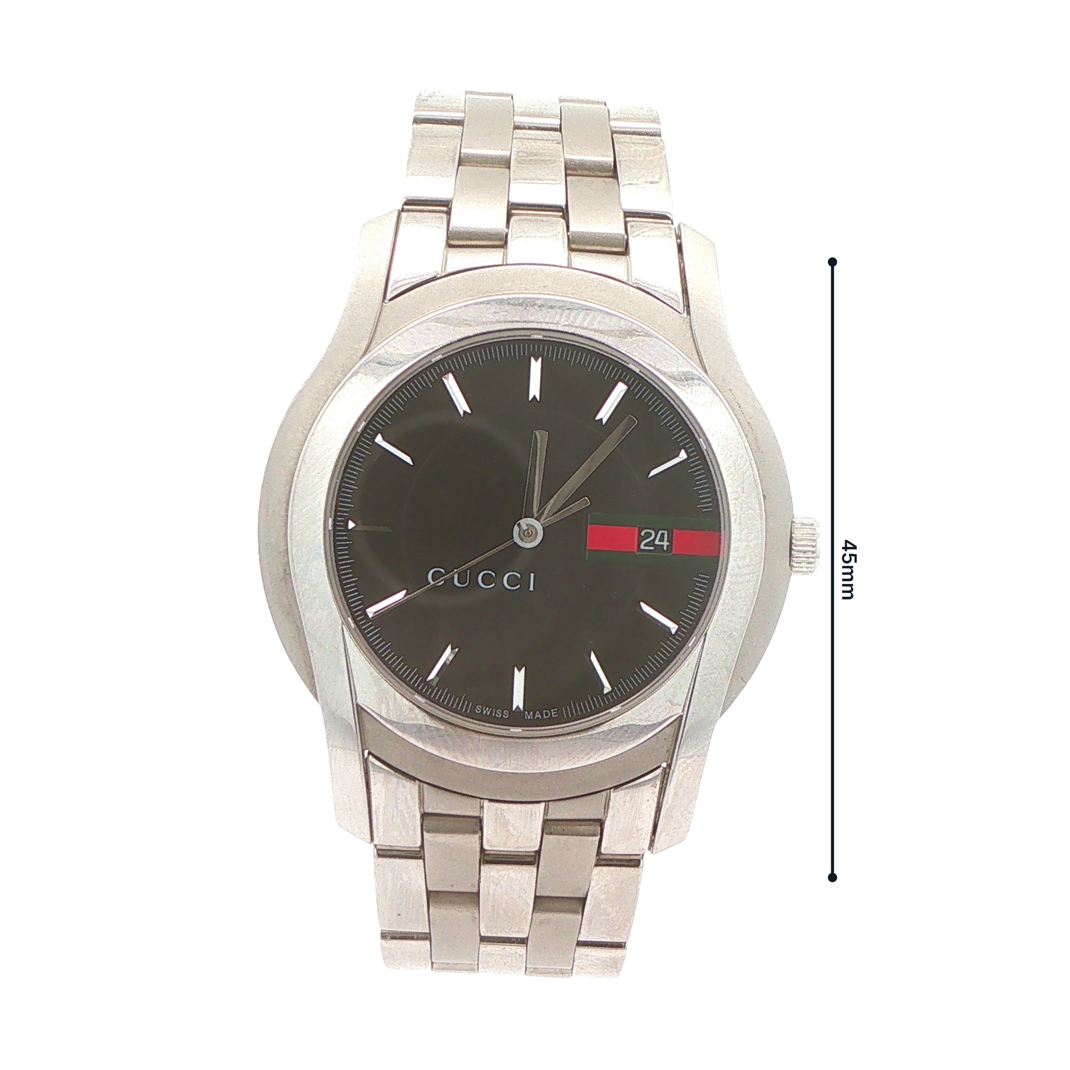 GUCCI 腕時計 シルバー ブラック Circa 2000s Gucci 5500 XL Stainless Steel Black Dial Watch