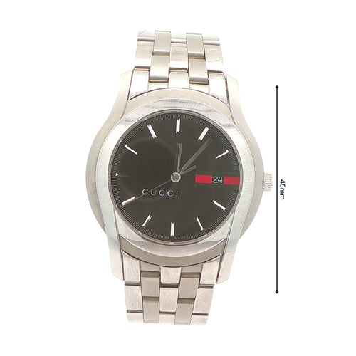 Circa 2000s Gucci 5500 XL Stainless Steel Black Dial Date Watch