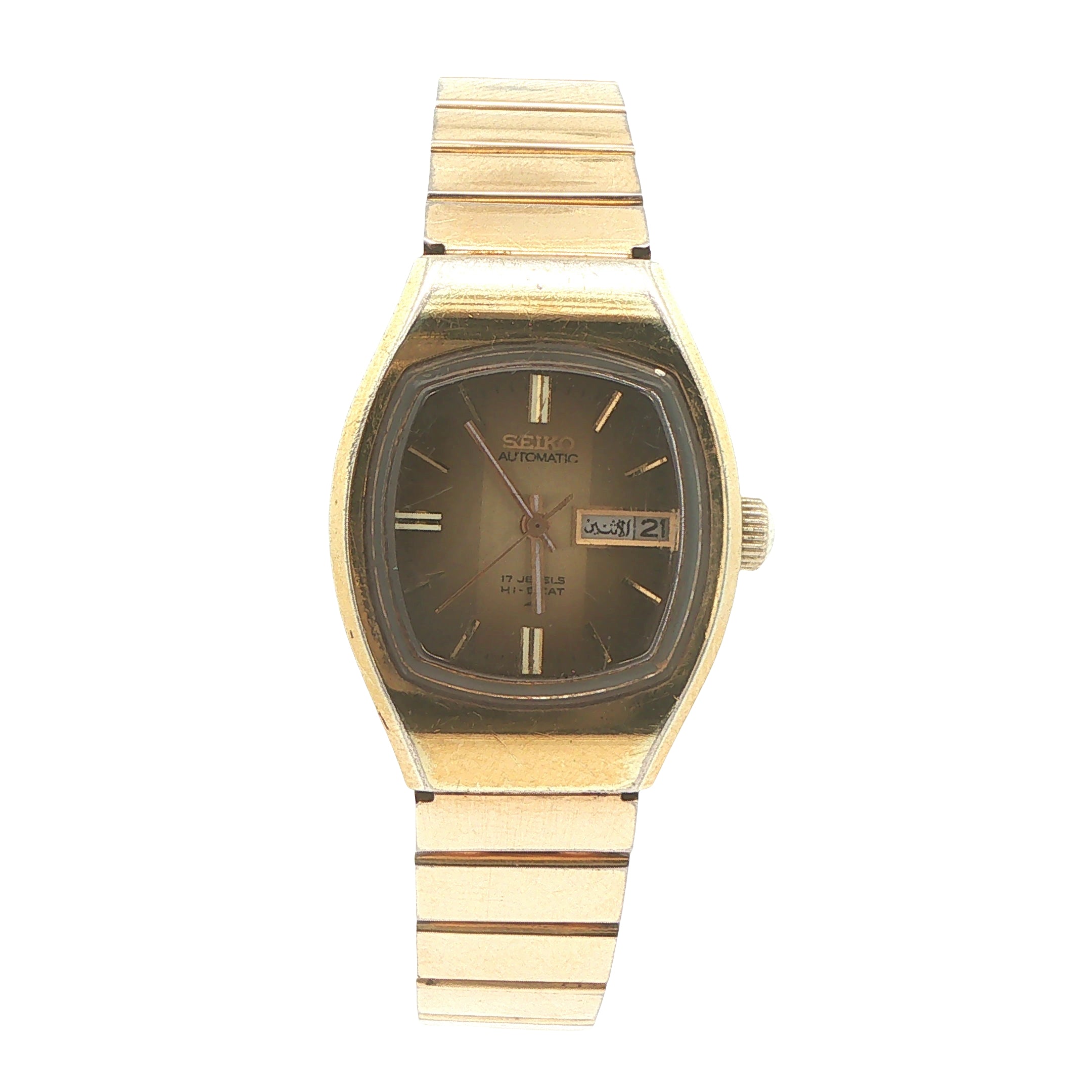 Circa 1977 Vintage Seiko Automatic Hi-Beat 17-Jewel Day-Date 12K Gold-Filled Watch