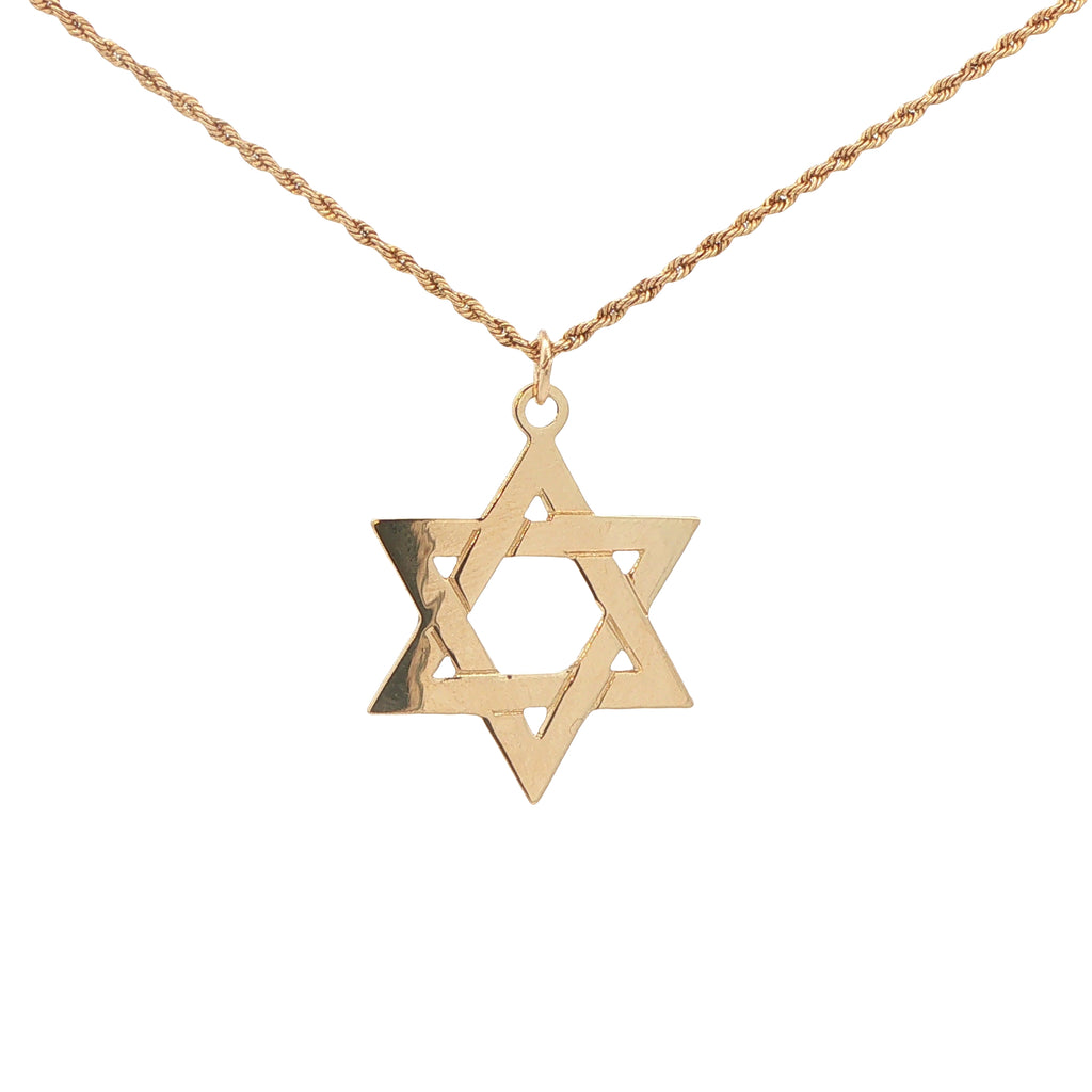 New 14K Yellow Gold Star of David Pendant