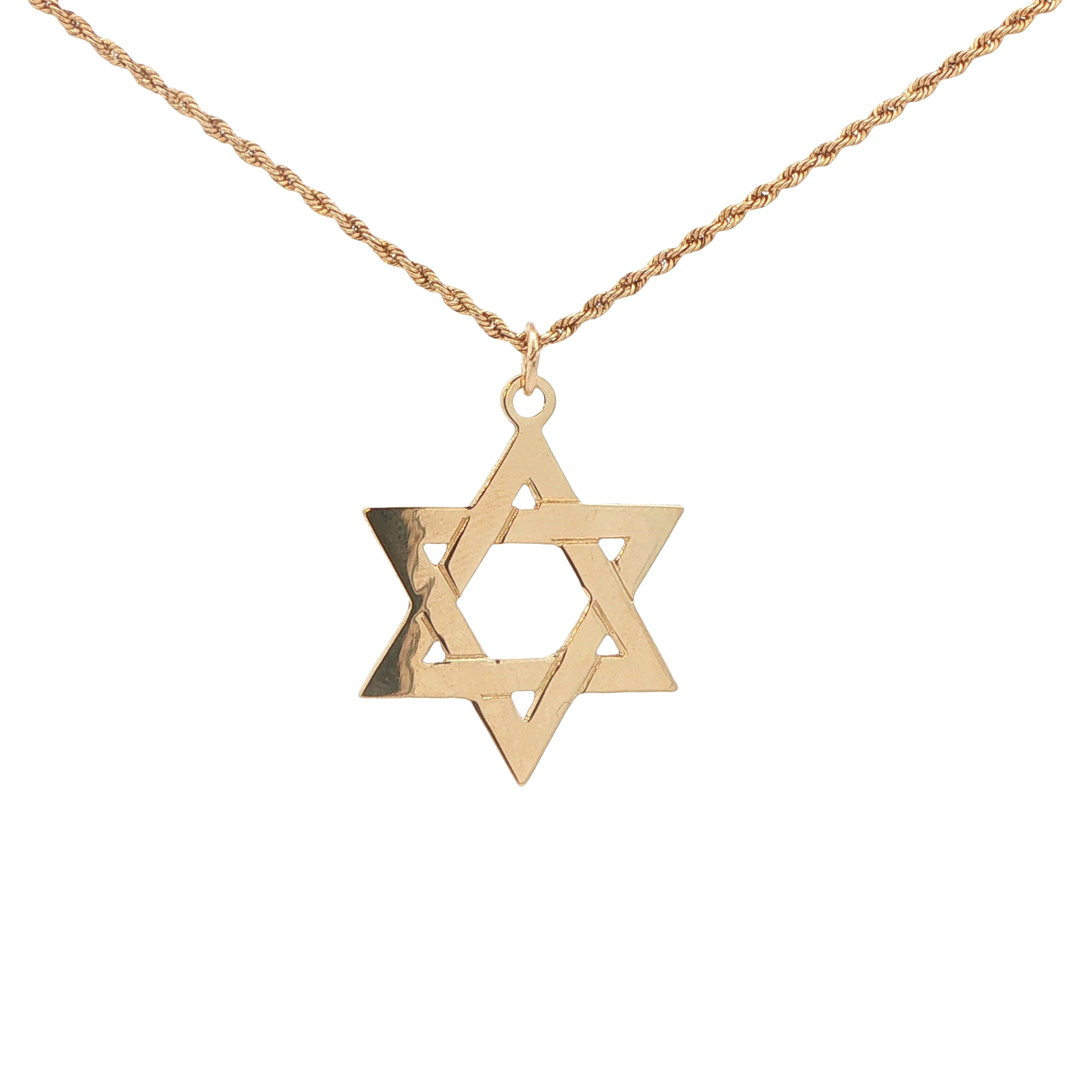 New 14K Yellow Gold Star of David Pendant