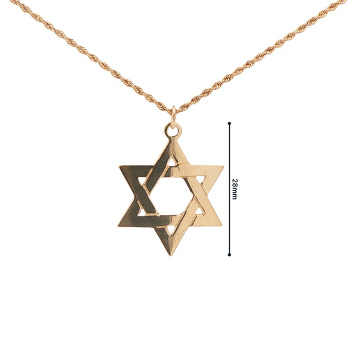 New 14K Yellow Gold Star of David Pendant