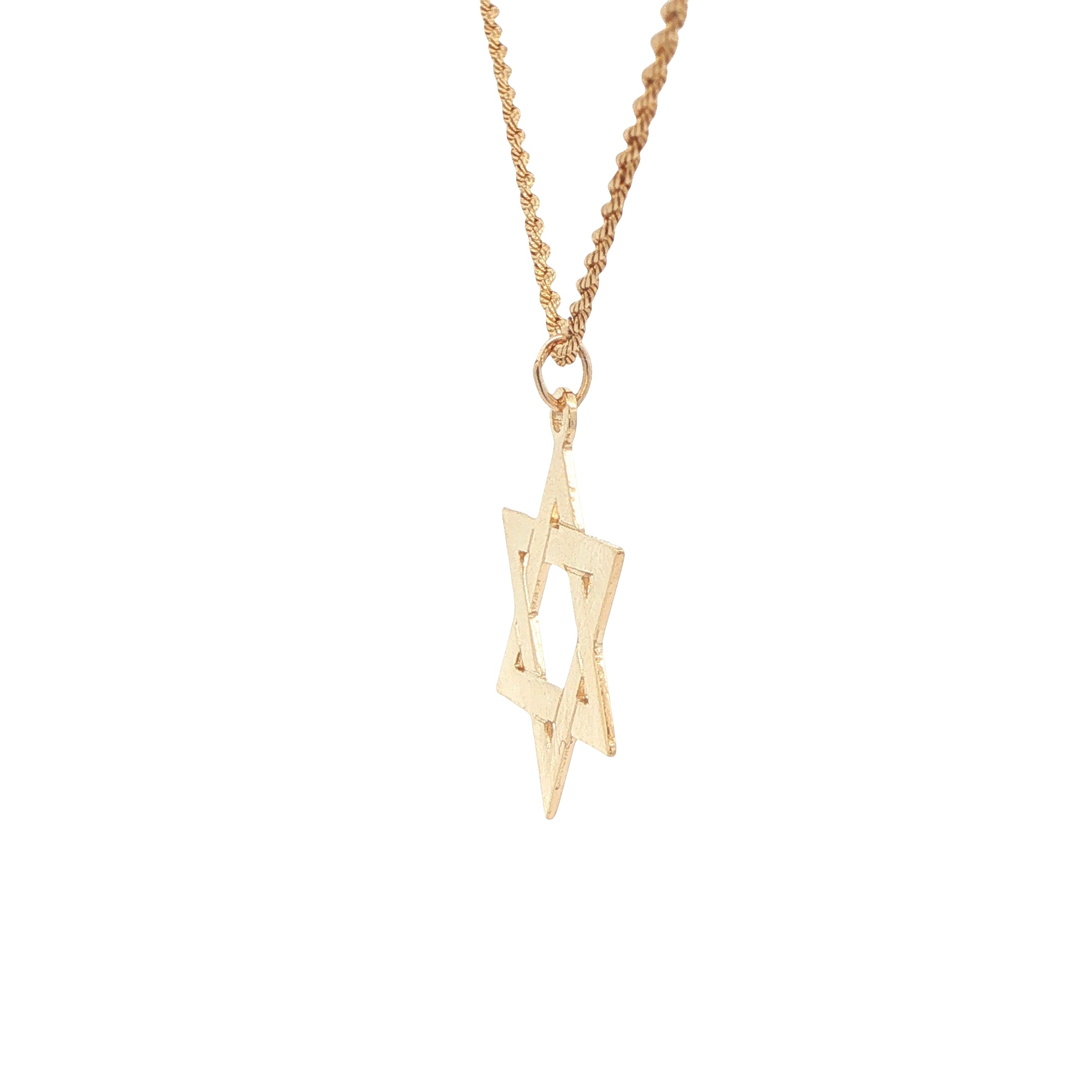 New 14K Yellow Gold Star of David Pendant