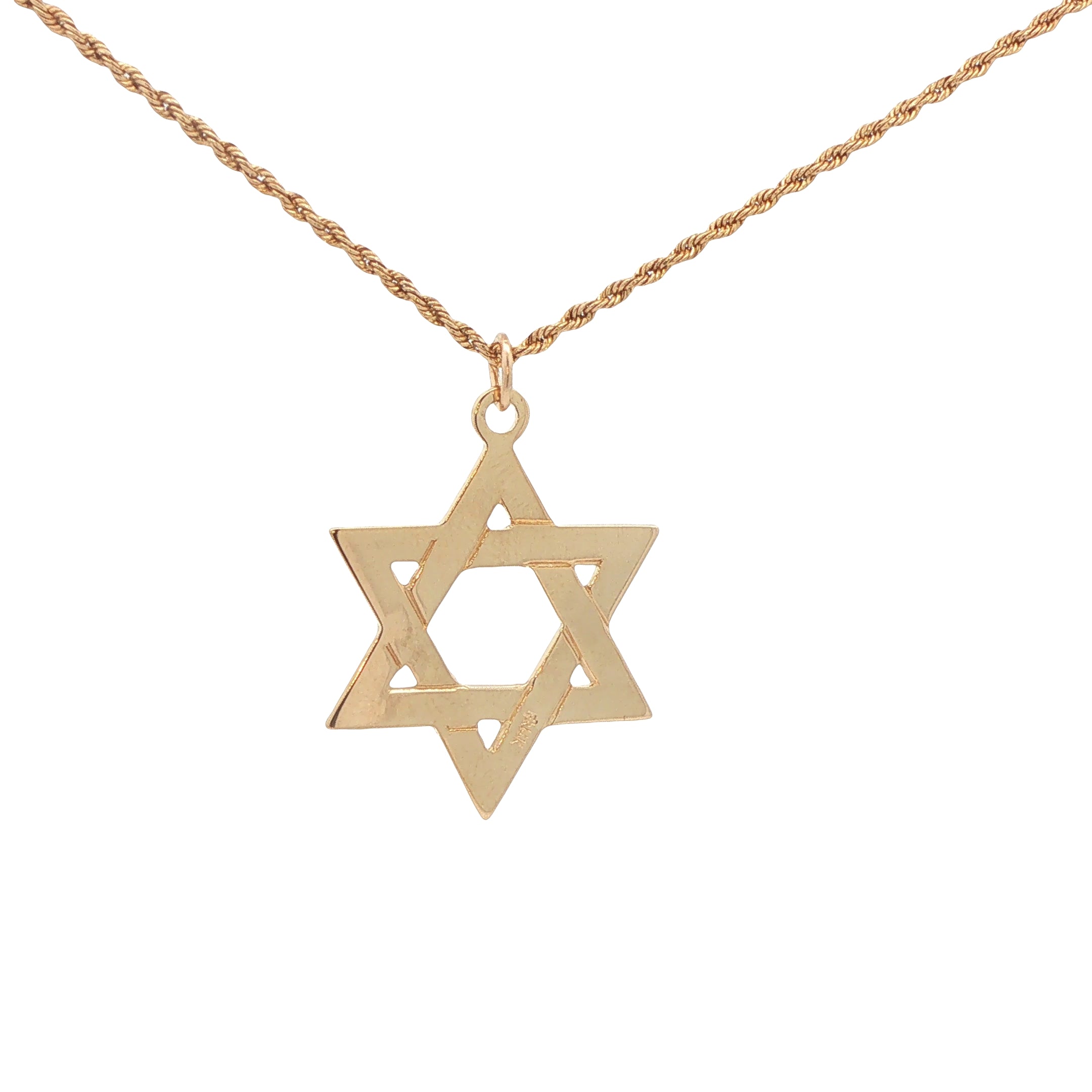 New 14K Yellow Gold Star of David Pendant