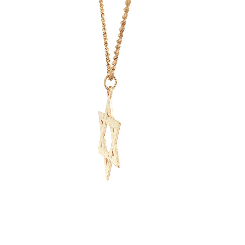 New 14K Yellow Gold Star of David Pendant