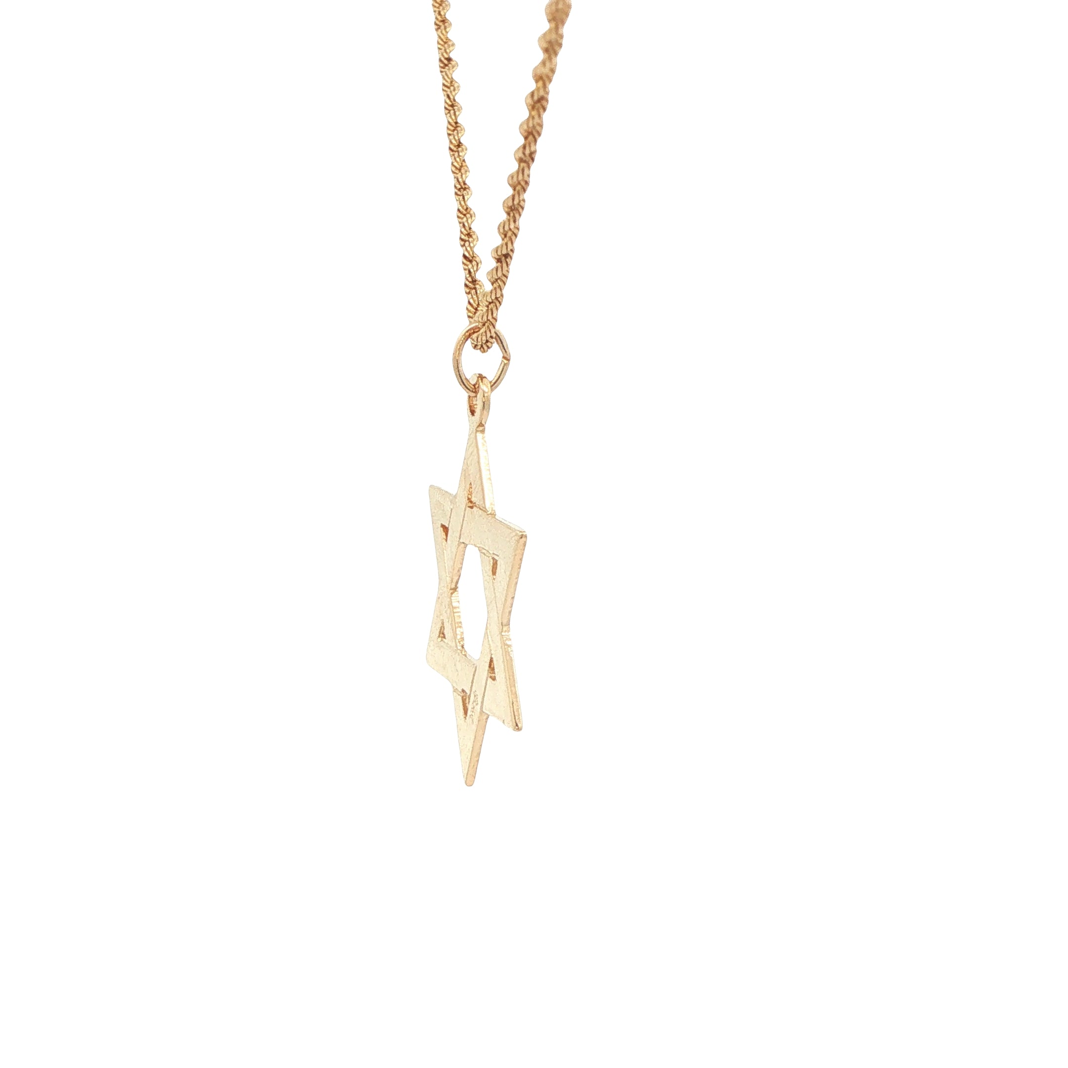 New 14K Yellow Gold Star of David Pendant