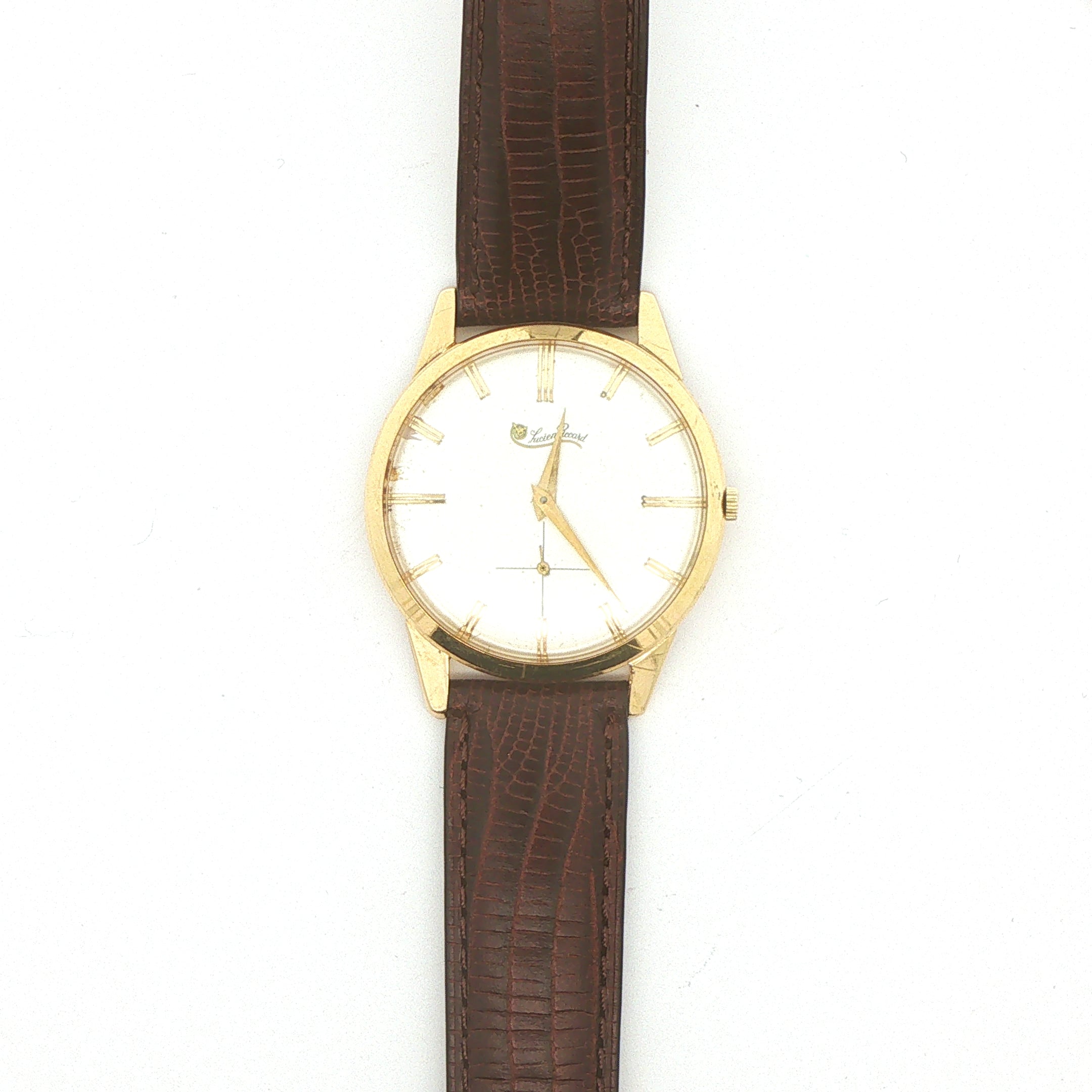 Estate Lucien Piccard 18K Yellow Gold Manual Wind Dress Watch, Circa 1950s