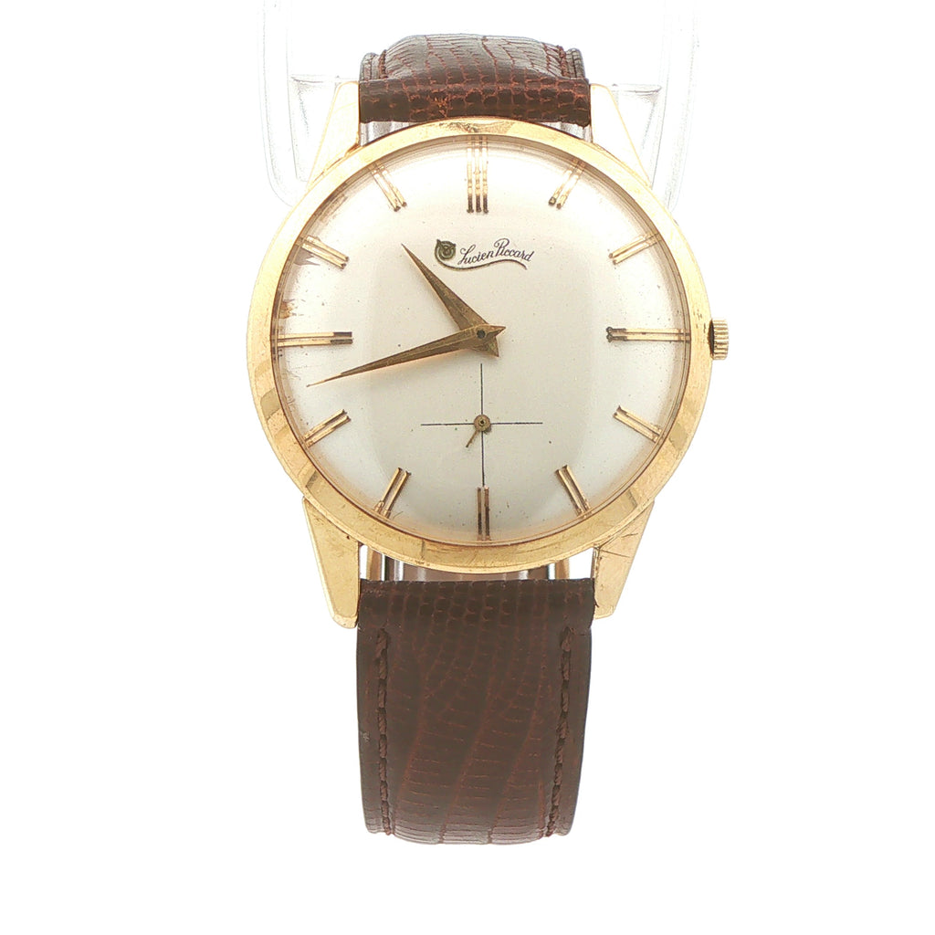 Estate Lucien Piccard 18K Yellow Gold Manual Wind Dress Watch, Circa 1950s