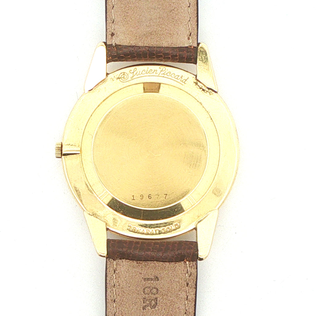 Estate Lucien Piccard 18K Yellow Gold Manual Wind Dress Watch, Circa 1950s