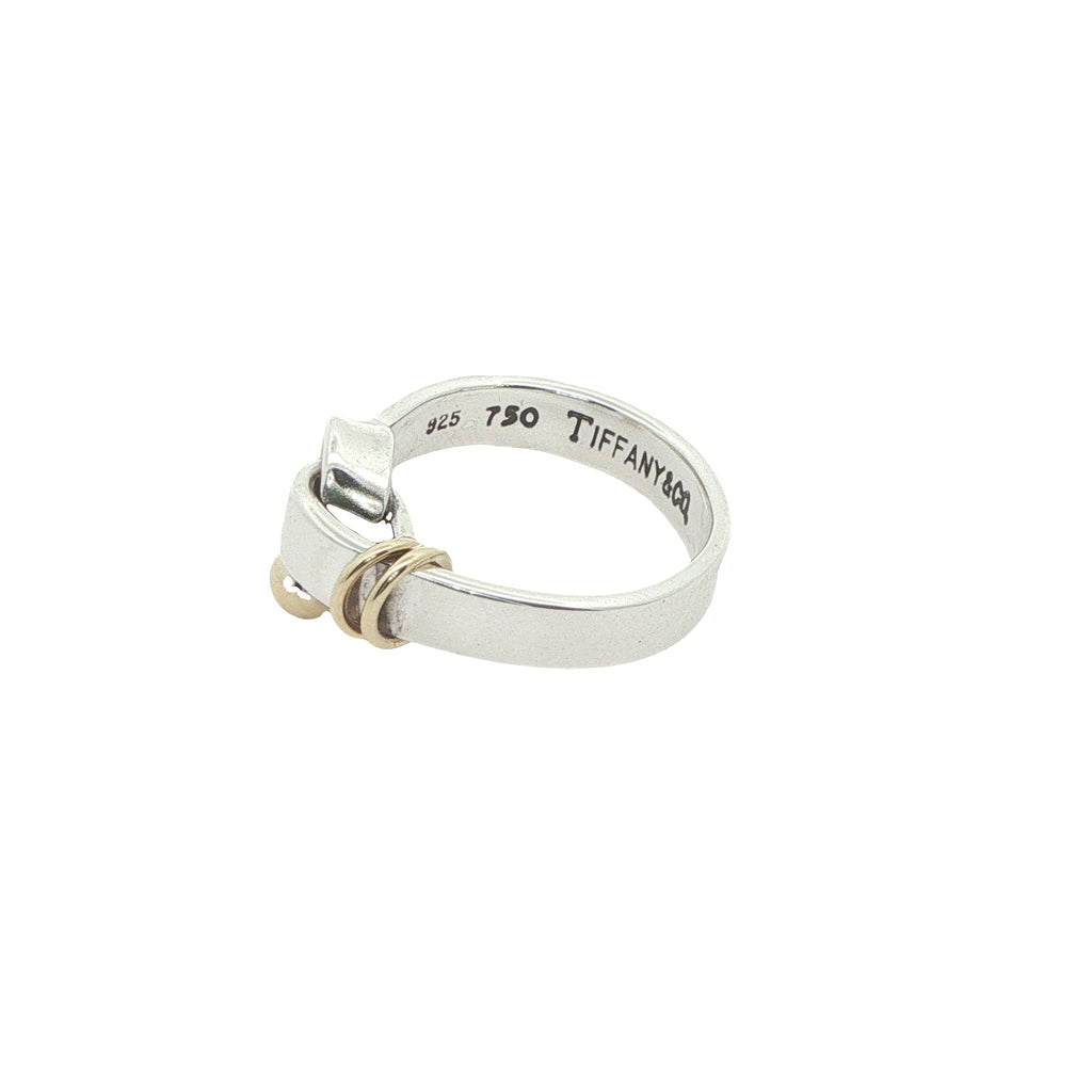 Vintage Circa 1995 Estate Tiffany & Co. Fascination Sterling Silver & 18K Gold Ring Size 6