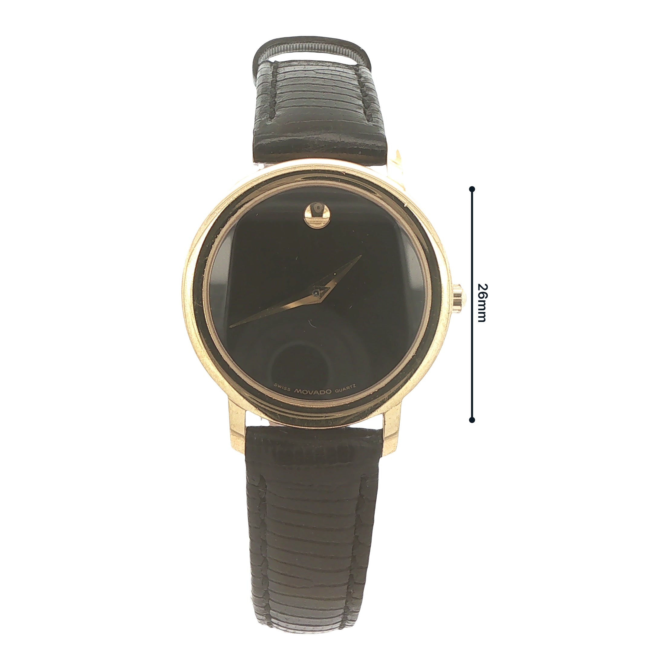 Vintage Circa 1990s Movado Museum 87.A1.834 26mm Gold-Tone Black Dial Quartz Watch