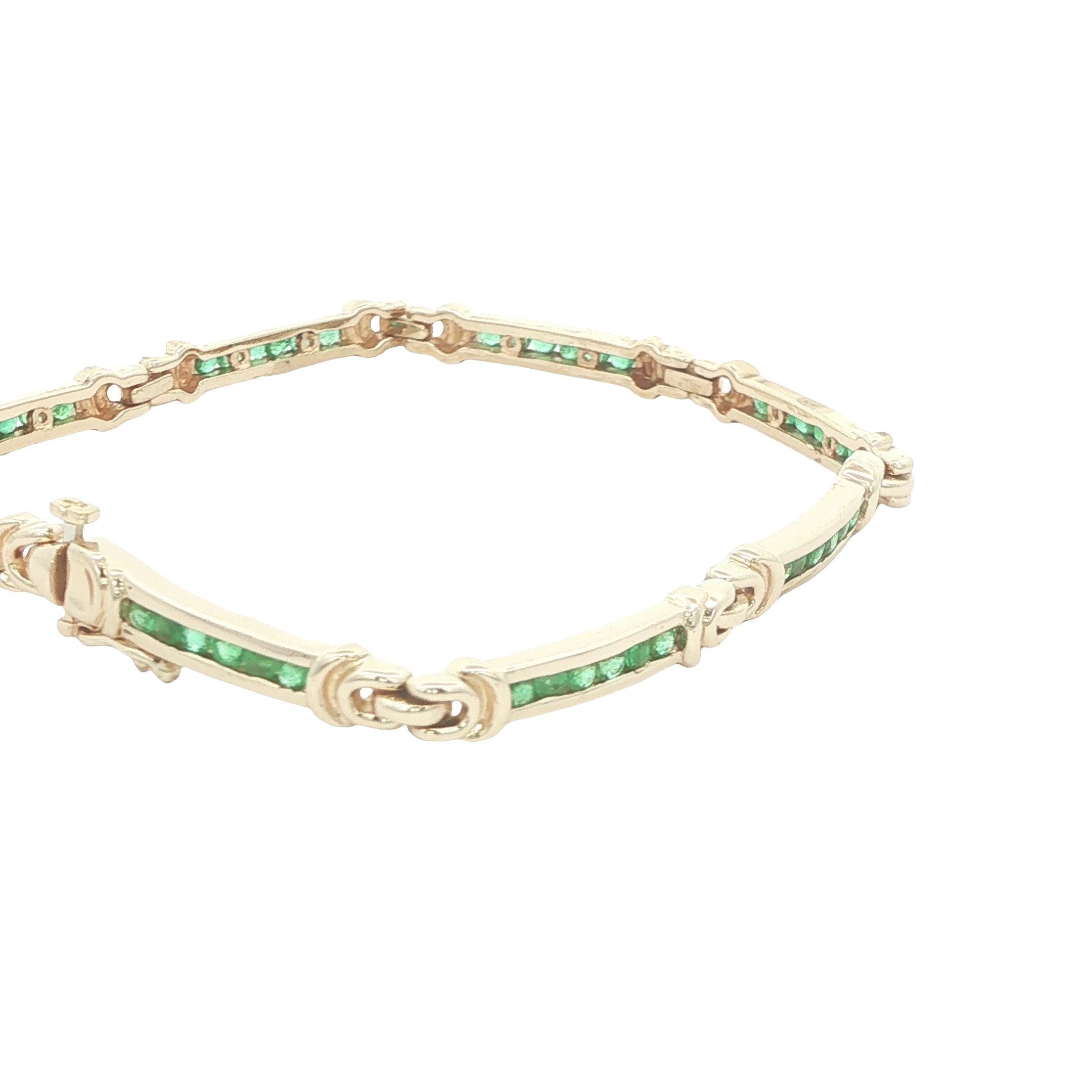 Vintage Circa 1980s 14K Yellow Gold Natural Emerald 3.5 CTW Estate Bracelet – 6.5"