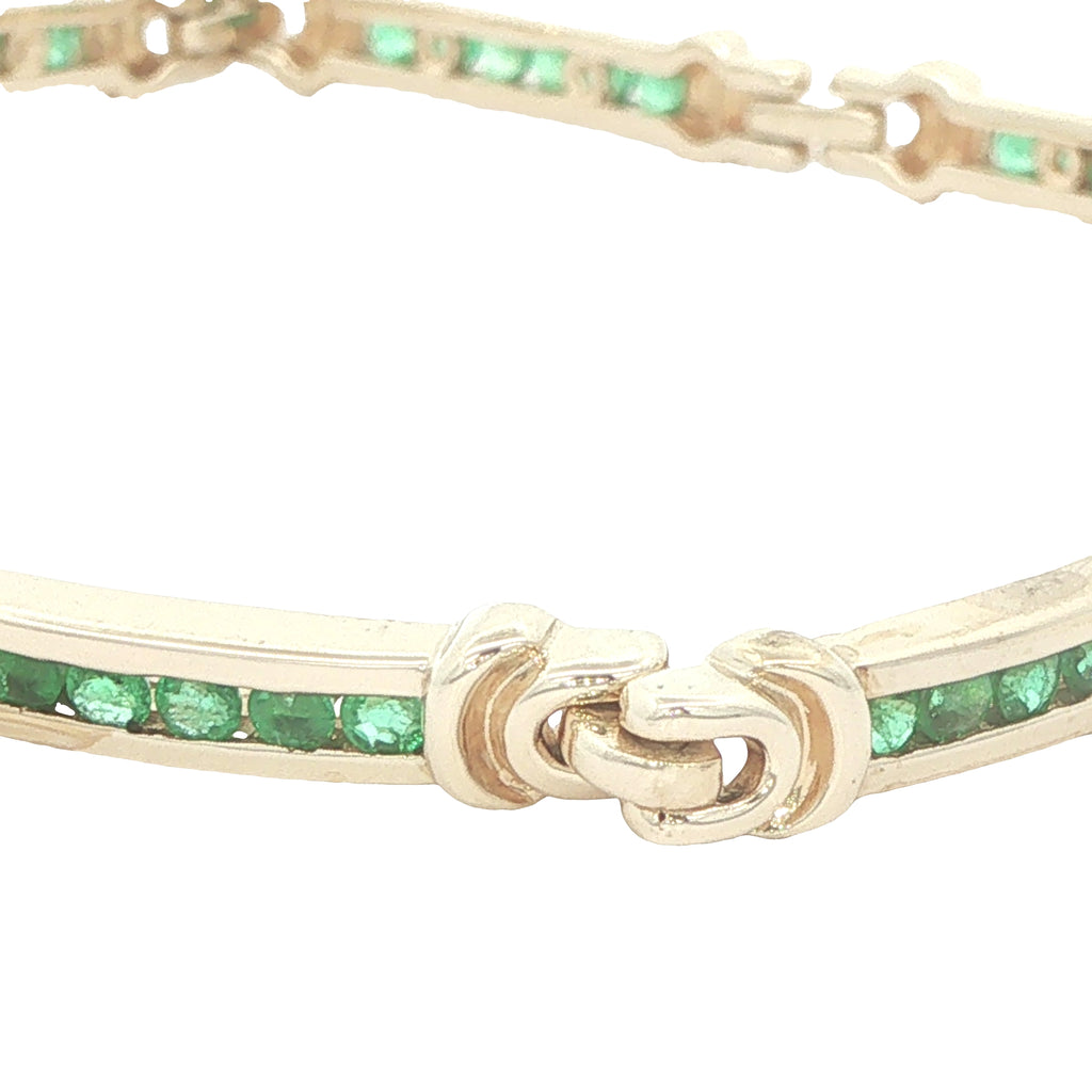Vintage Circa 1980s 14K Yellow Gold Natural Emerald 3.5 CTW Estate Bracelet – 6.5"