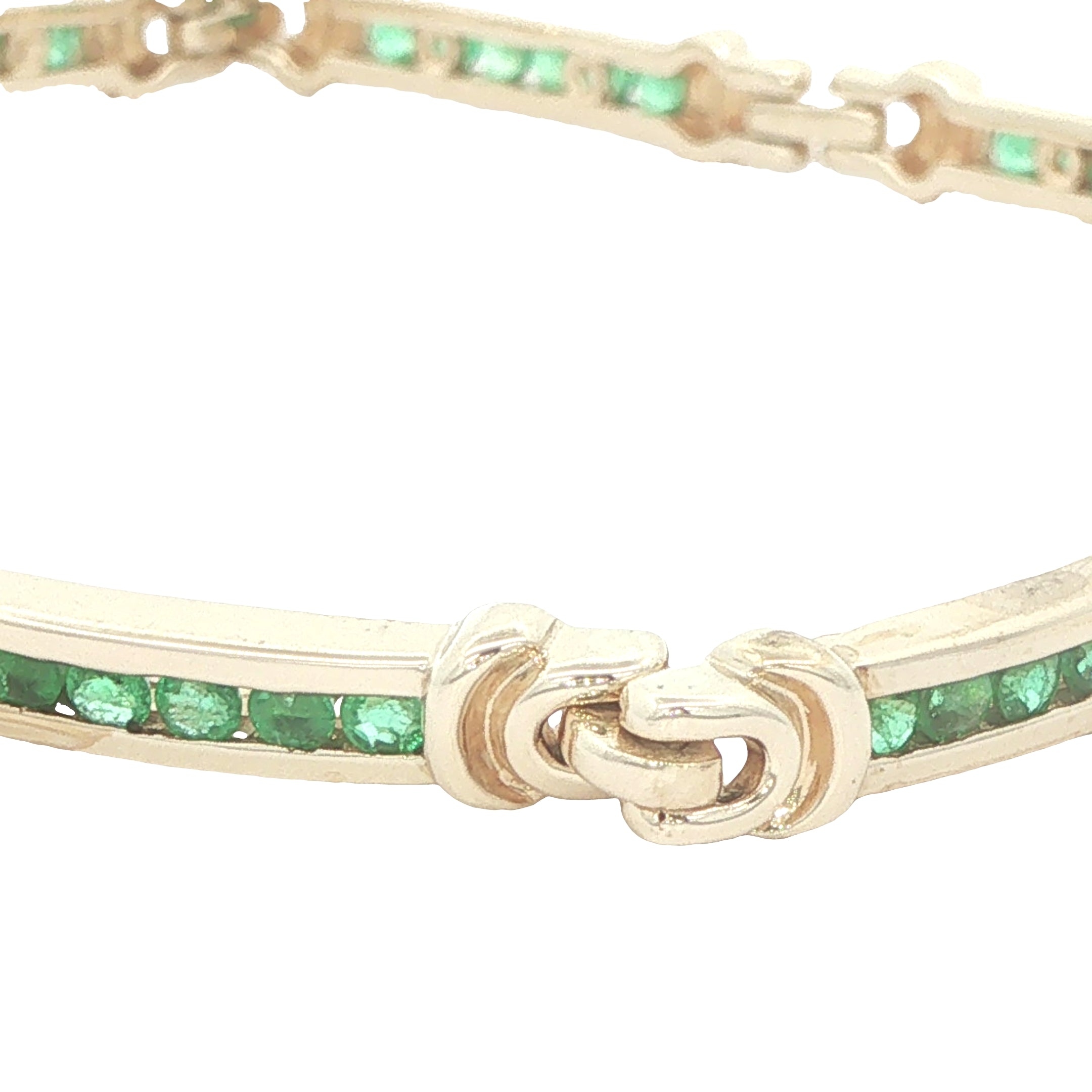 Vintage Circa 1980s 14K Yellow Gold Natural Emerald 3.5 CTW Estate Bracelet – 6.5"