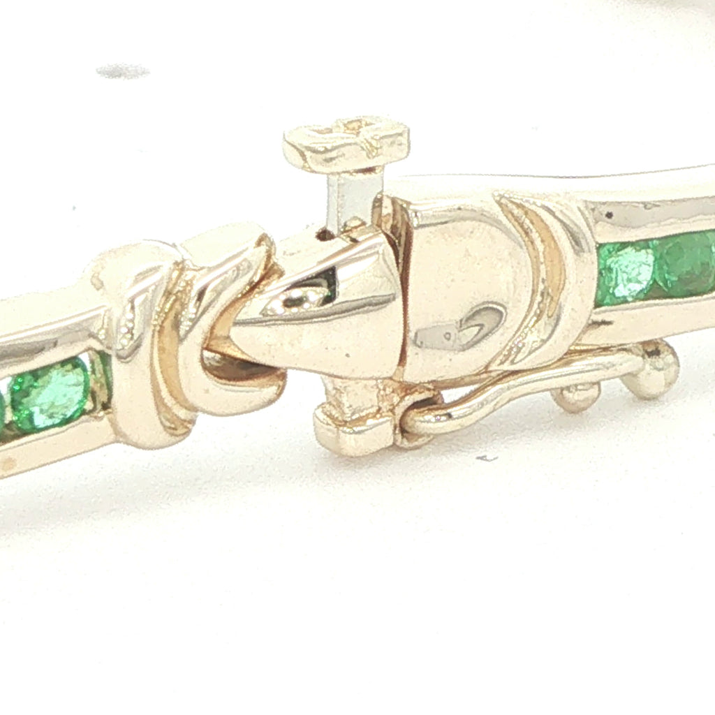 Vintage Circa 1980s 14K Yellow Gold Natural Emerald 3.5 CTW Estate Bracelet – 6.5"