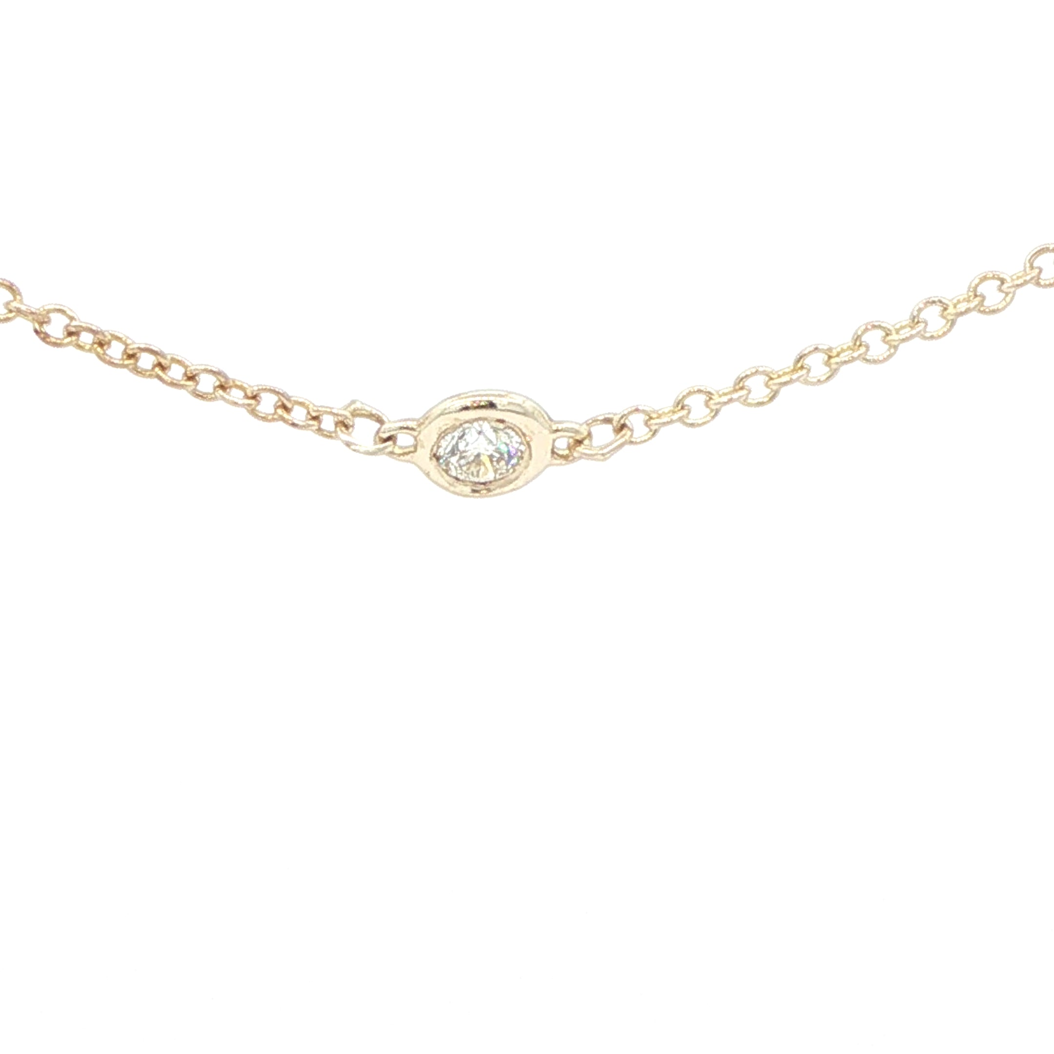 Estate 14K Yellow Gold 1 CTW Natural Diamond Station Necklace 16–18" H Color VS–SI