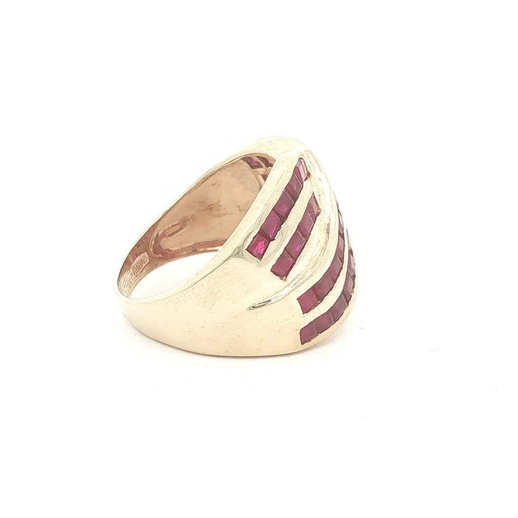 Vintage 1990s 14K Yellow Gold Natural Ruby Crossover Ring 1.00 CTW Size 8.50