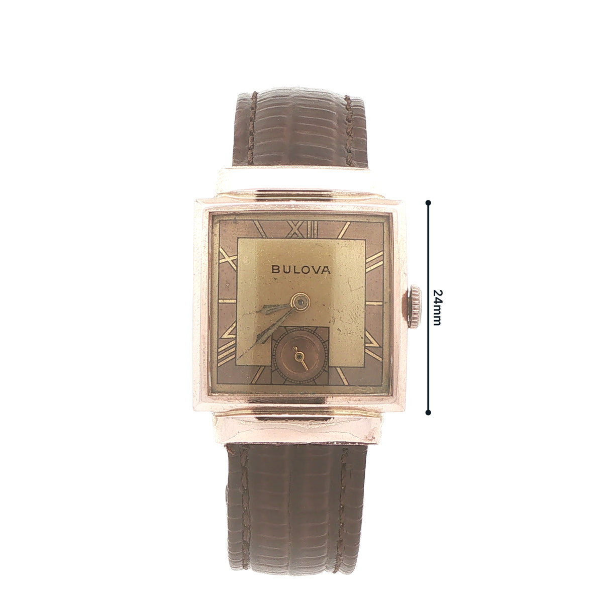 Vintage 1933 Estate Bulova Art Deco 10K Rolled Gold Plate 24mm Watch
