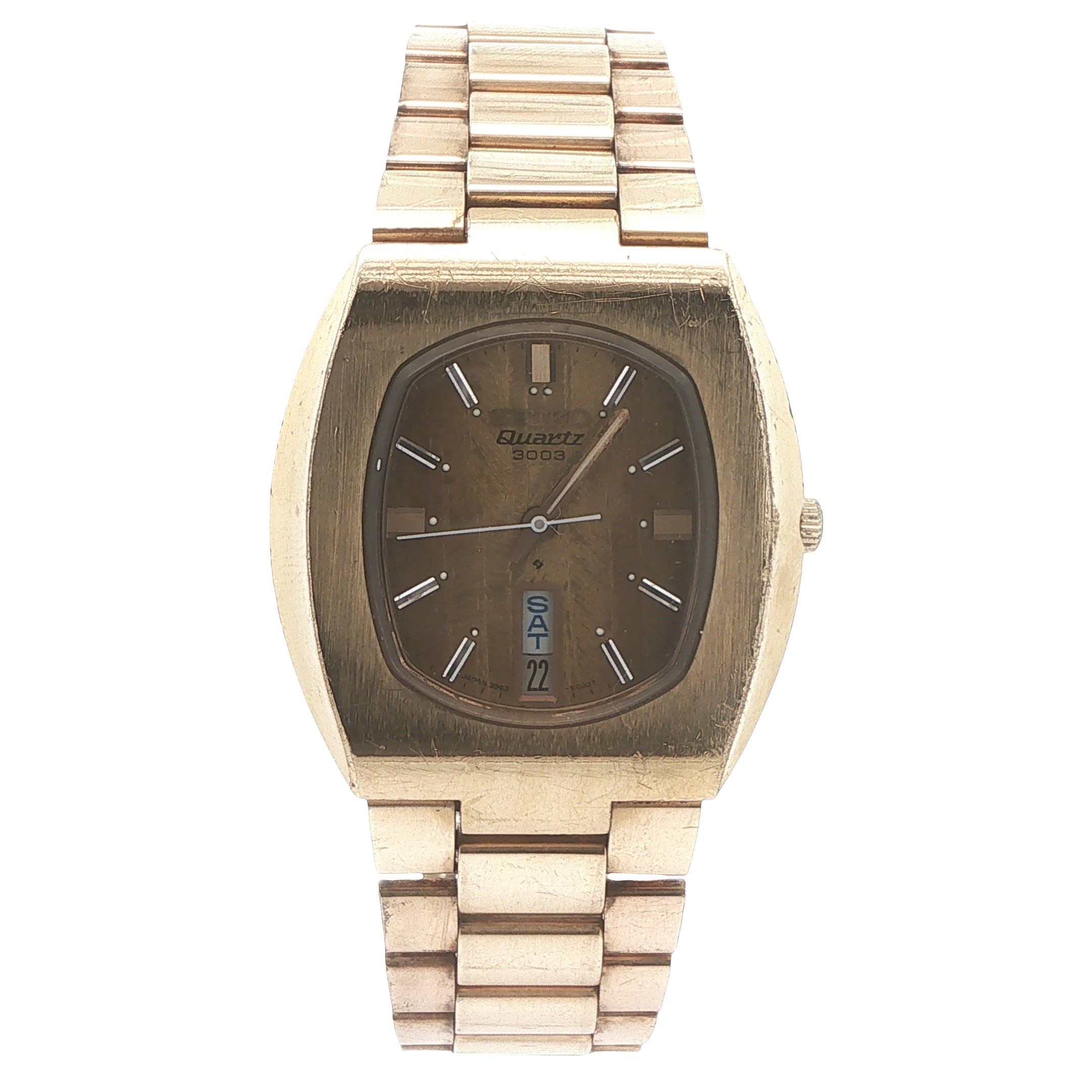 Vintage 1975 Seiko Quartz 3003 Day-Date Gold-Tone 36mm Estate Watch