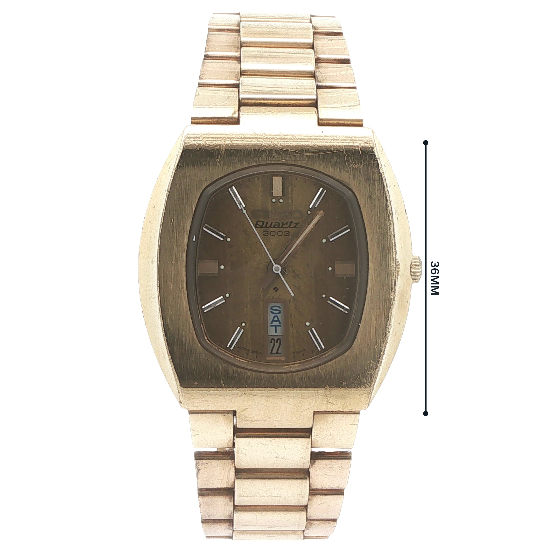 Vintage 1975 Seiko Quartz 3003 Day-Date Gold-Tone 36mm Estate Watch