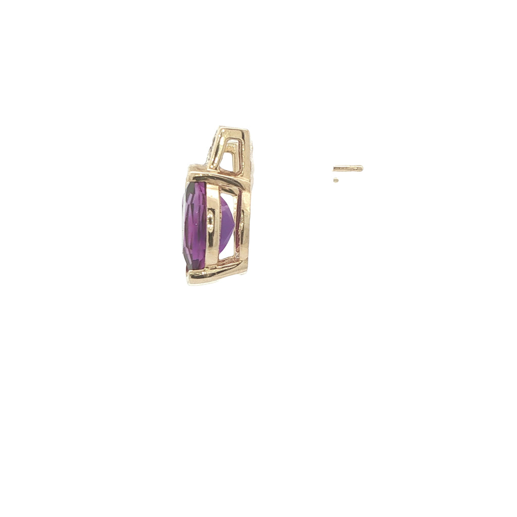 Estate 14K Yellow Gold 2.50 CTW Natural Amethyst & Diamond Earrings