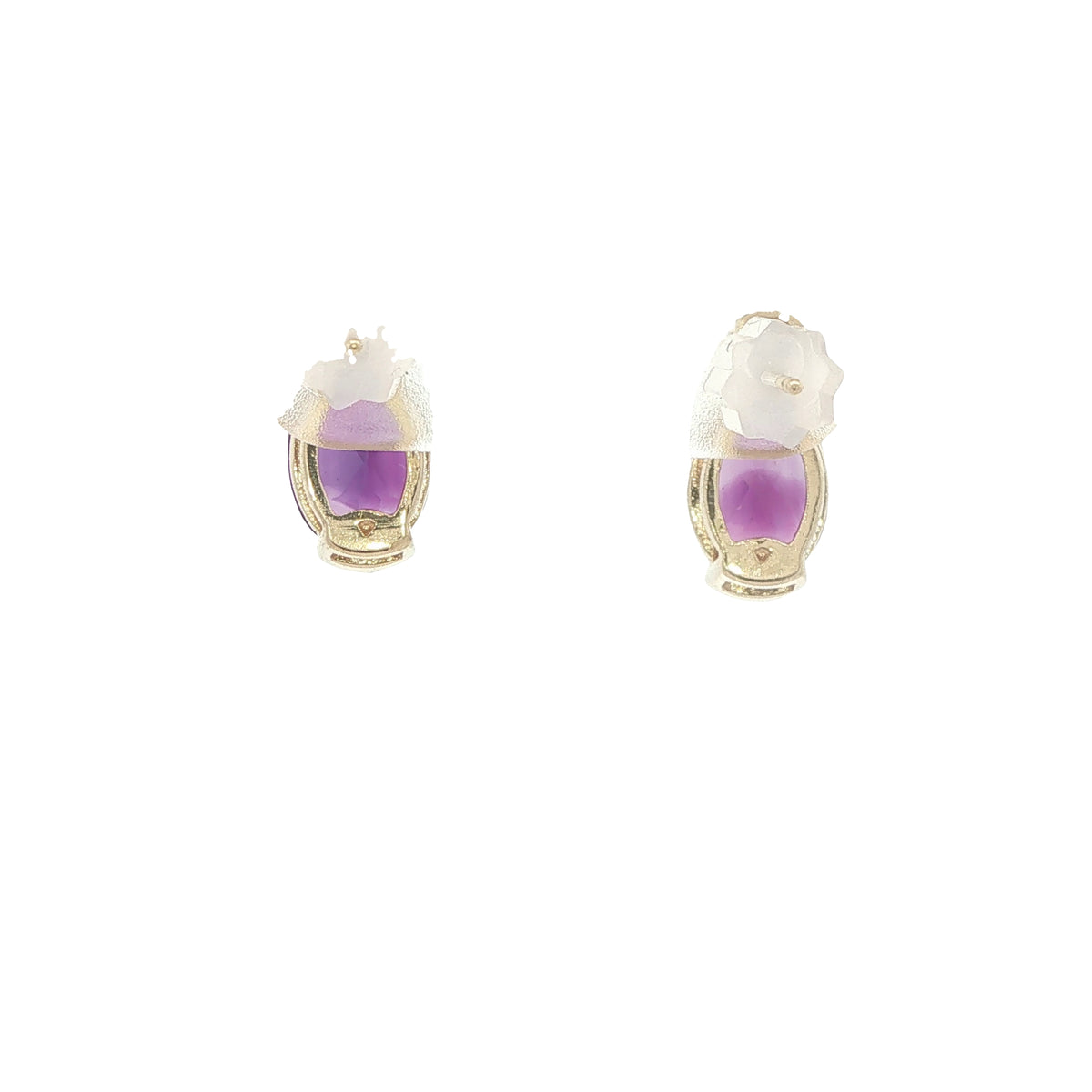 Estate 14K Yellow Gold 2.50 CTW Natural Amethyst & Diamond Earrings