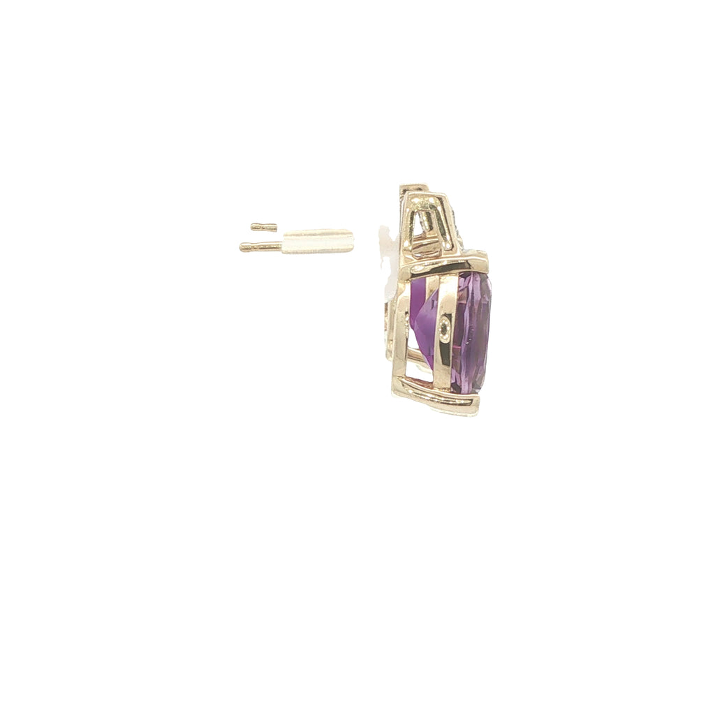 Estate 14K Yellow Gold 2.50 CTW Natural Amethyst & Diamond Earrings