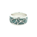 Estate Silver Natural Turquoise Inlay Ring Size 10 – 11mm Wide