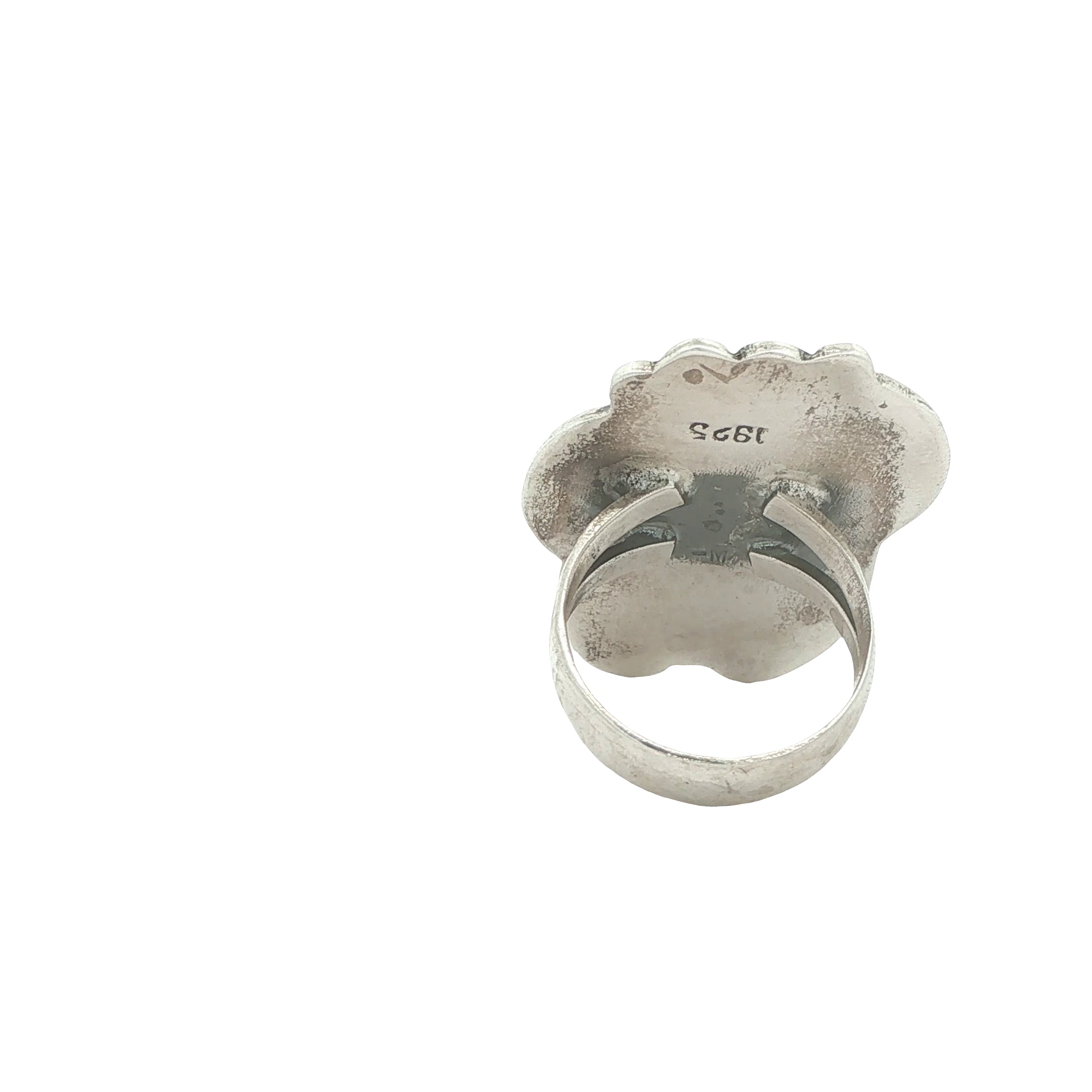 Vintage Silver Natural Turquoise Freeform Statement Ring Size 6 – 33mm