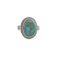 Vintage Estate Sterling Silver Natural Turquoise Oval Matrix Ring Size 7.75