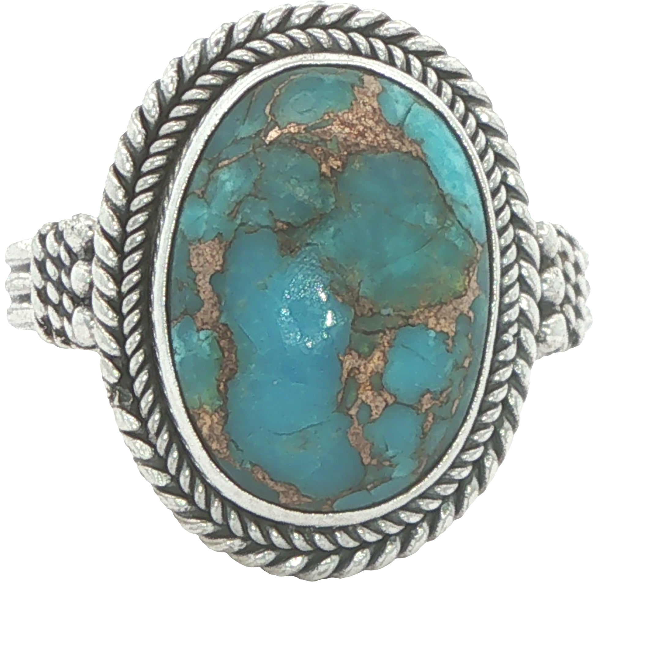 Vintage Estate Sterling Silver Natural Turquoise Oval Matrix Ring Size 7.75