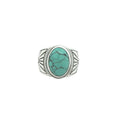 Vintage Estate 925 Sterling Silver Turquoise Oval Ring Size 6 – 15mm Stone