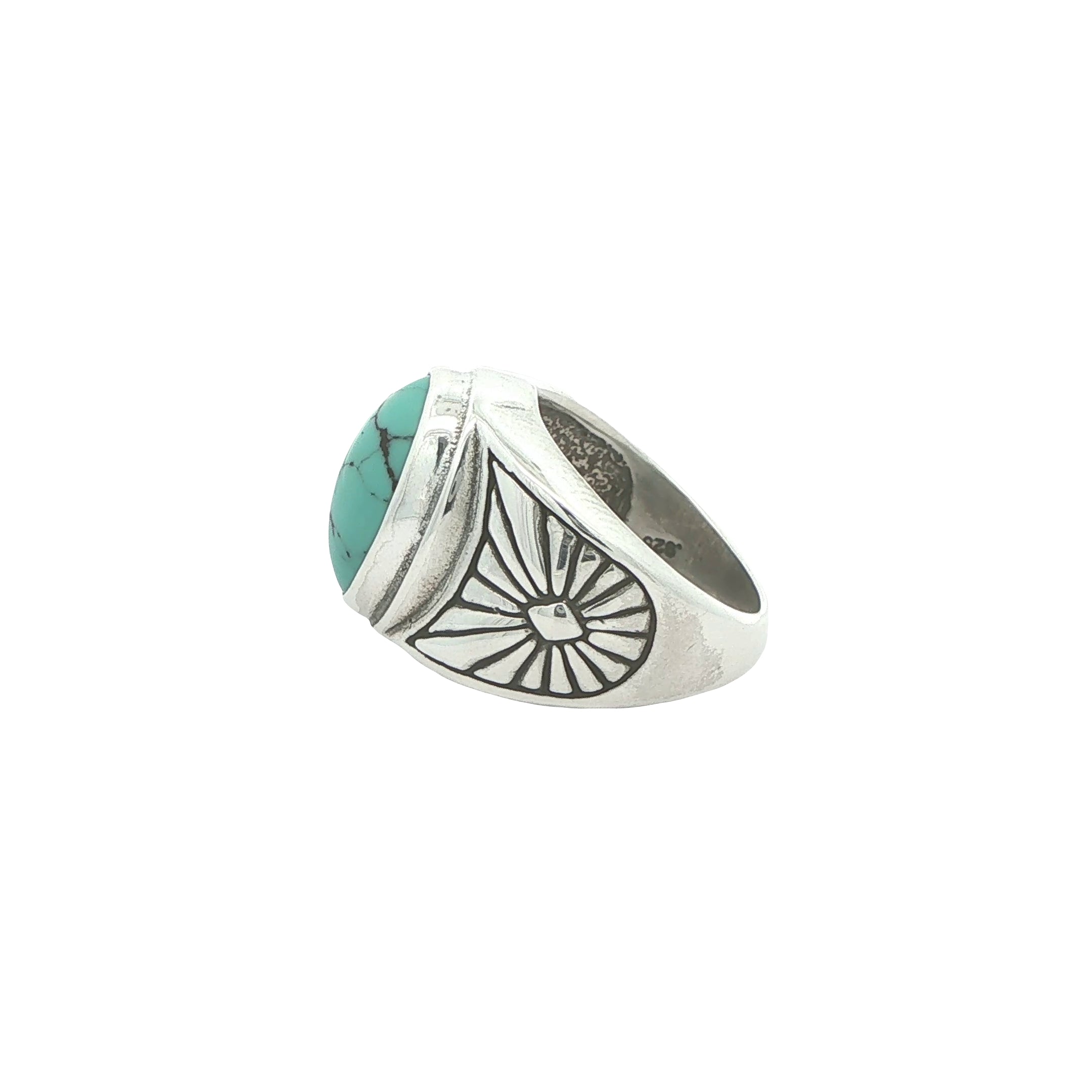Vintage Estate 925 Sterling Silver Turquoise Oval Ring Size 6 – 15mm Stone
