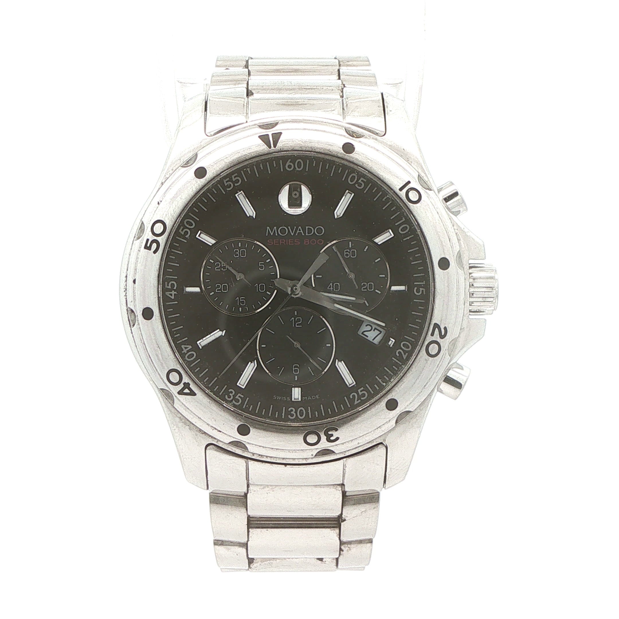 Circa 2010s Estate Movado Series 800 Swiss Chronograph Stainless Steel 41mm Watch