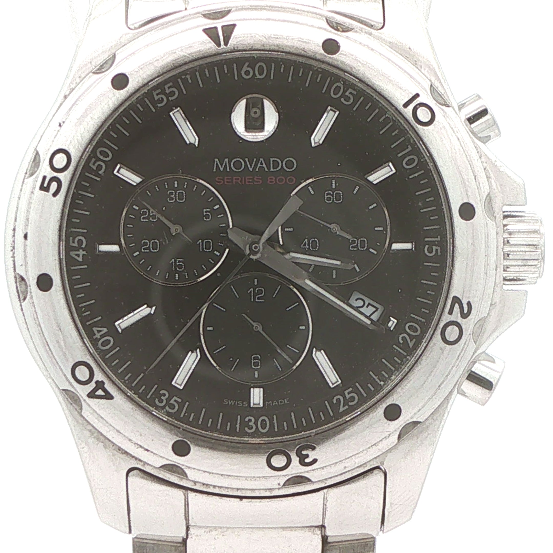 Circa 2010s Estate Movado Series 800 Swiss Chronograph Stainless Steel 41mm Watch