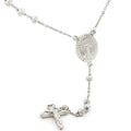 Italian 925 Sterling Silver Miraculous Medal Rosary with Figural Crucifix – 25 Inch Catholic Prayer Beads