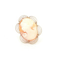 Vintage Circa 1960s Estate 14K Yellow Gold Shell Cameo Brooch Pendant – 37mm