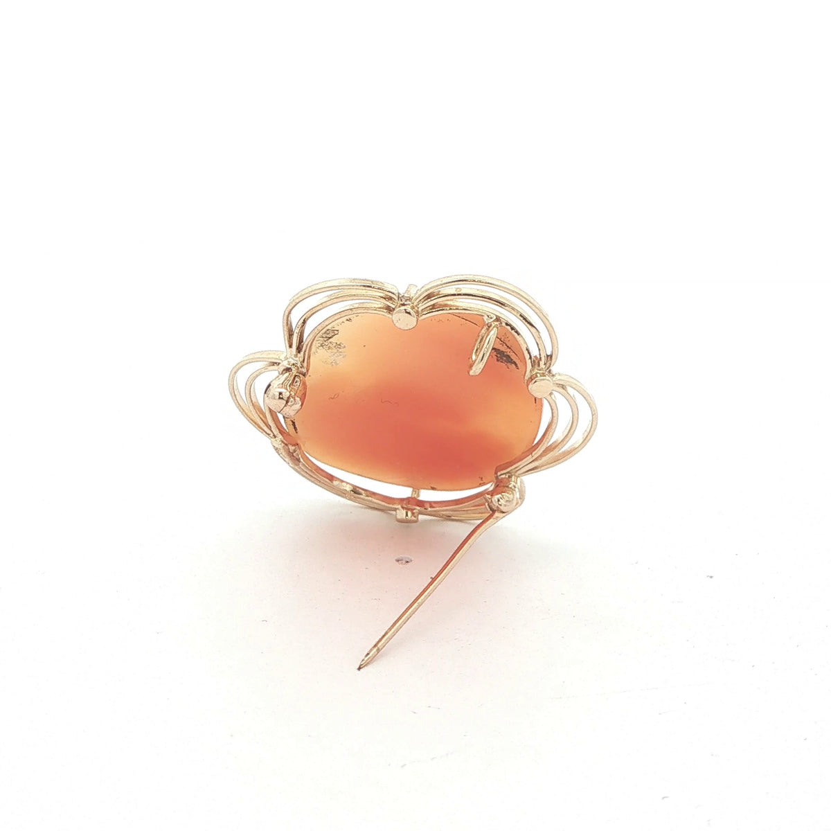 Vintage Circa 1960s Estate 14K Yellow Gold Shell Cameo Brooch Pendant – 37mm