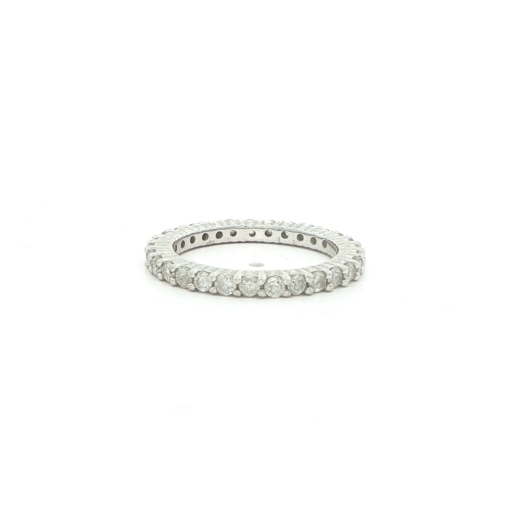 14K White Gold Natural Diamond Eternity Band – 1.00 CTW, Size 6