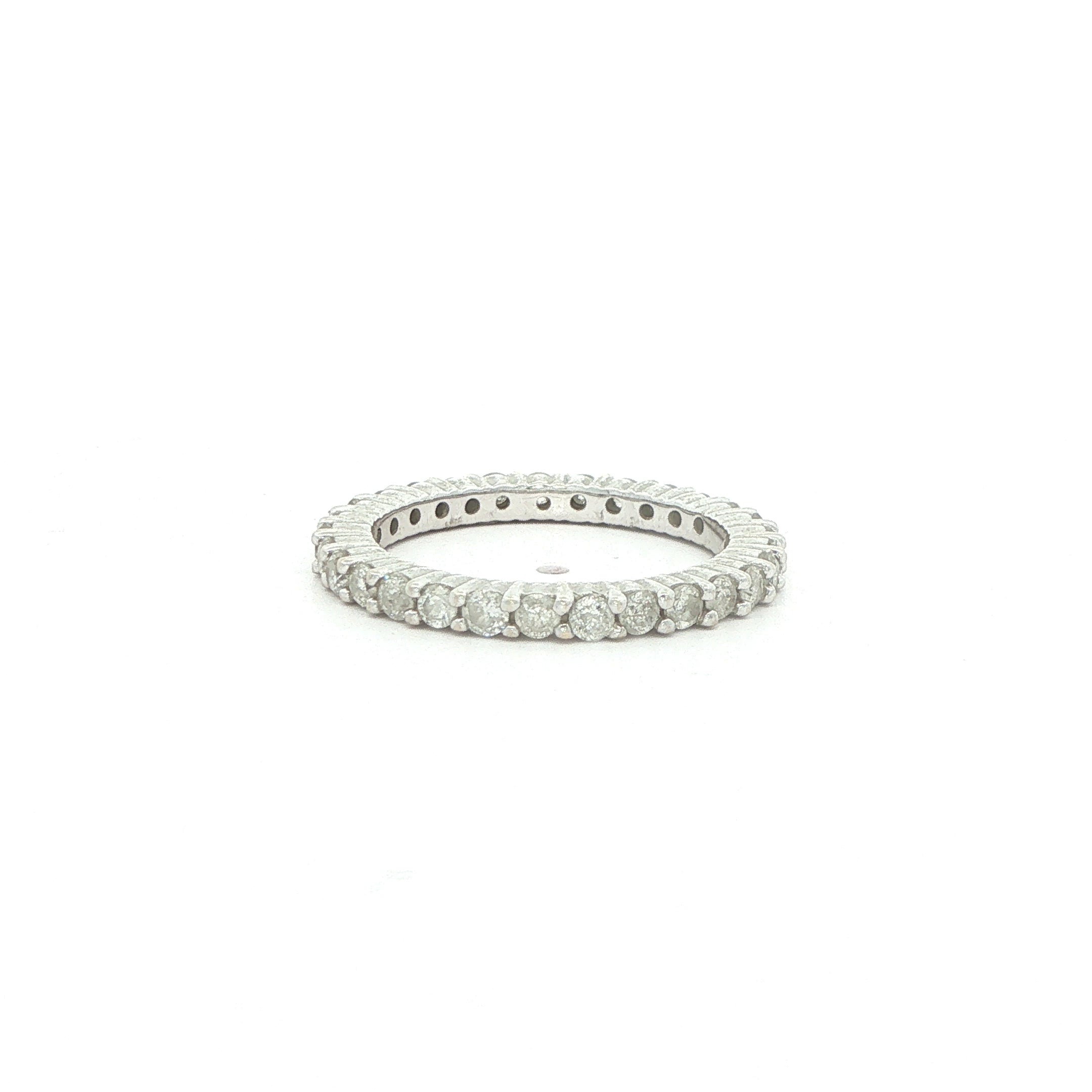 14K White Gold Natural Diamond Eternity Band – 1.00 CTW, Size 6