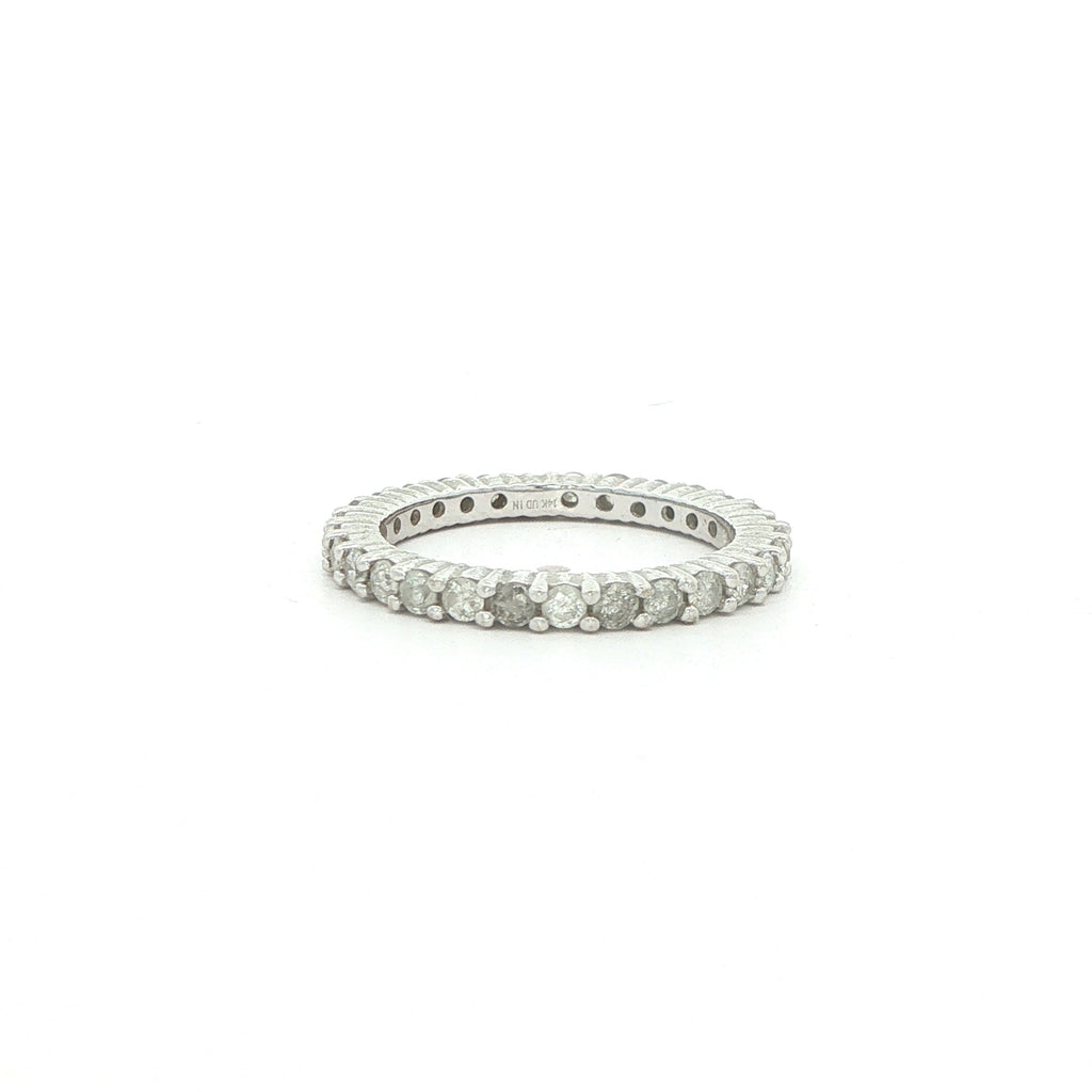 14K White Gold Natural Diamond Eternity Band – 1.00 CTW, Size 6